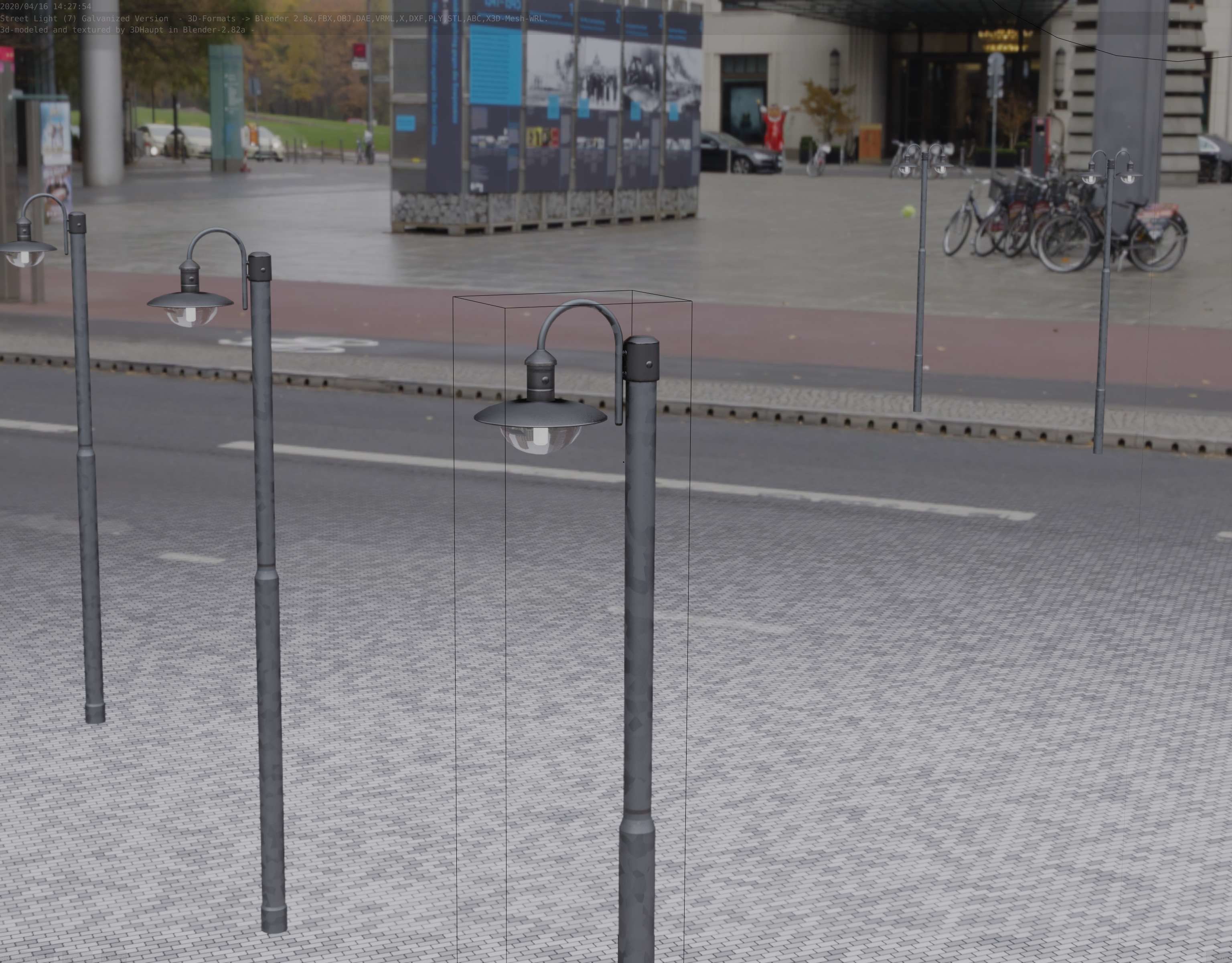 Street Light -7- Galvanized Version -1 Lamp-  Low-poly 3D model_30