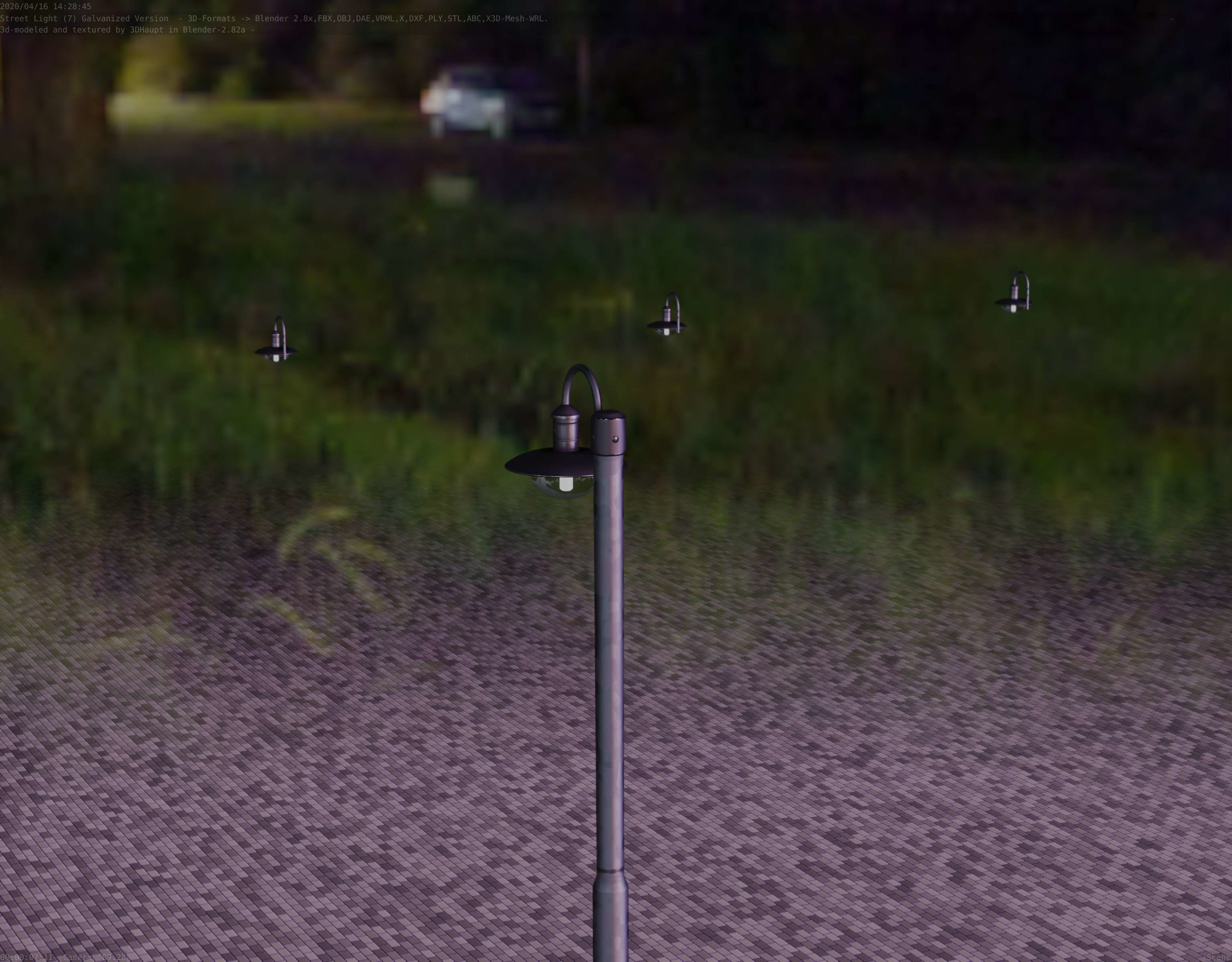 Street Light -7- Galvanized Version -1 Lamp-  Low-poly 3D model_79