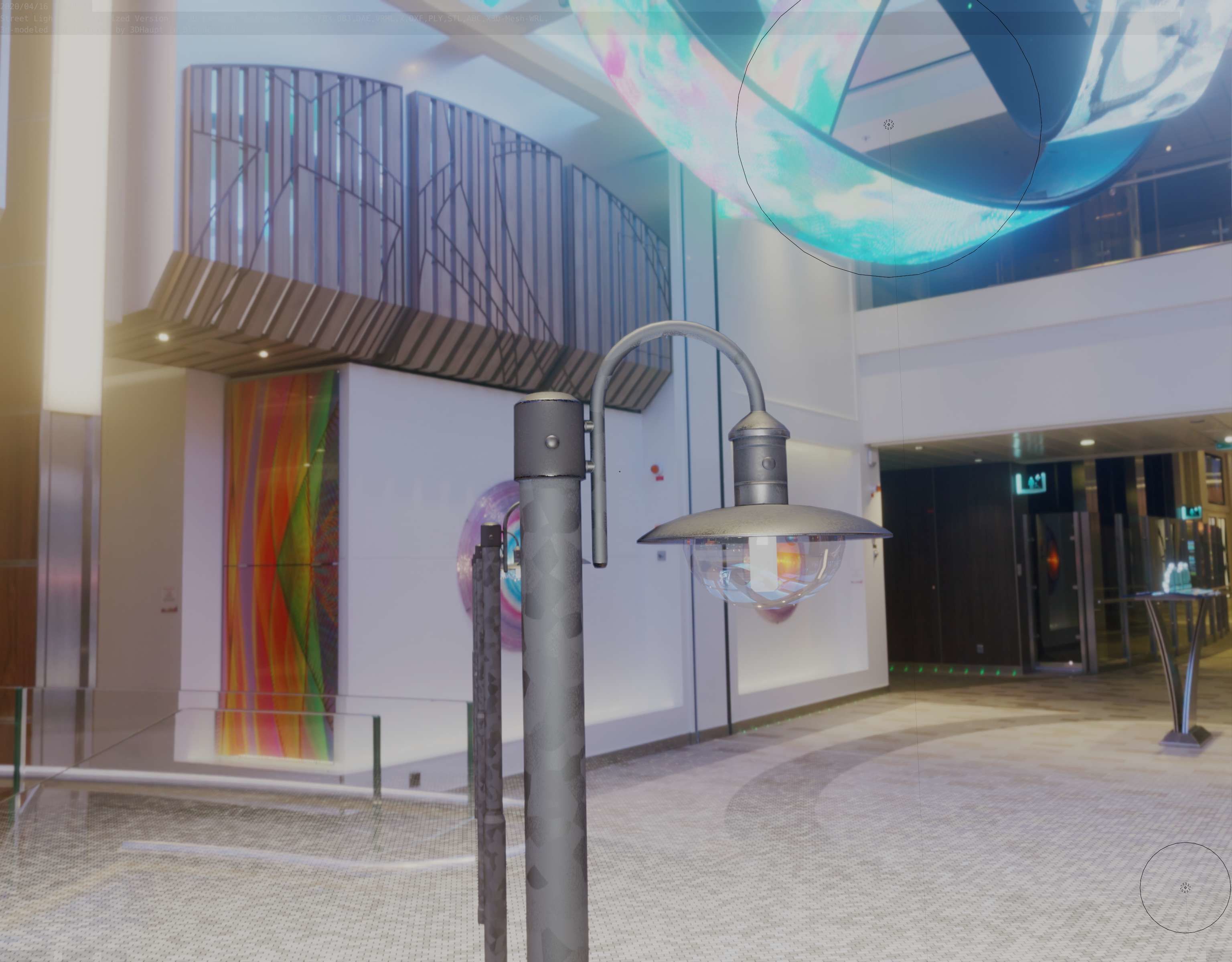 Street Light -7- Galvanized Version -1 Lamp-  Low-poly 3D model_58