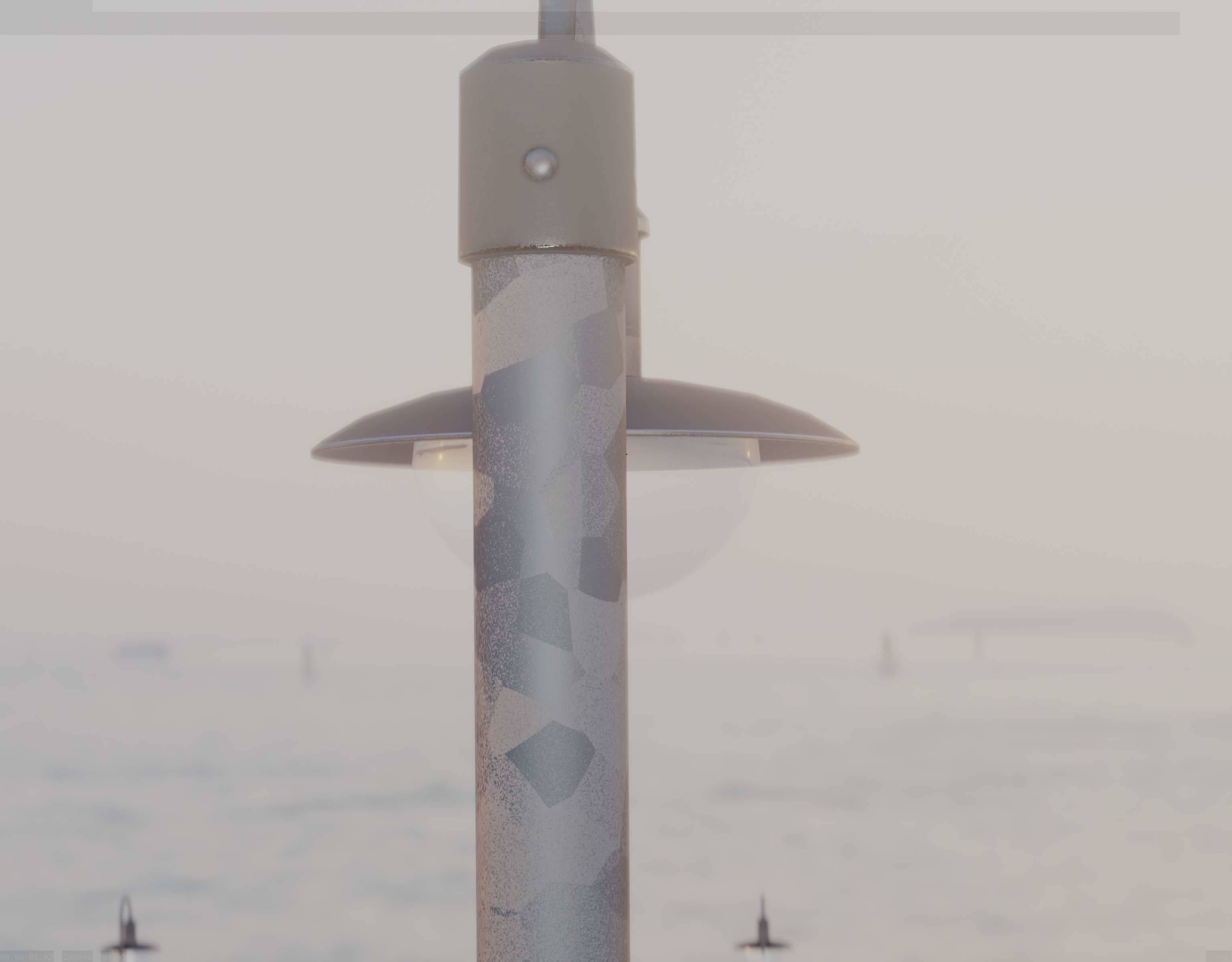 Street Light -7- Galvanized Version -1 Lamp-  Low-poly 3D model_48