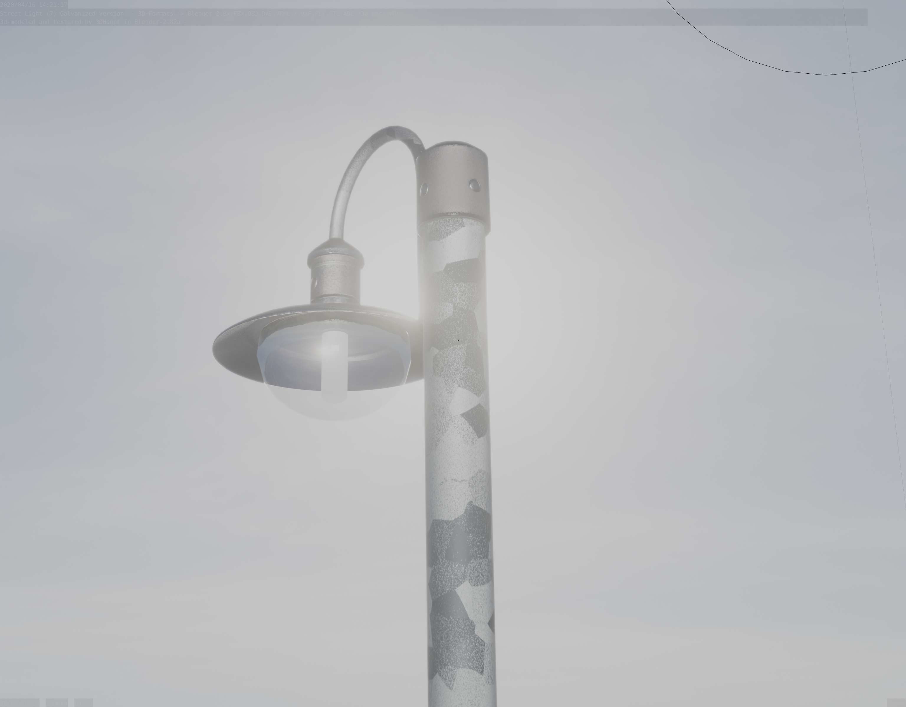 Street Light -7- Galvanized Version -1 Lamp-  Low-poly 3D model_43
