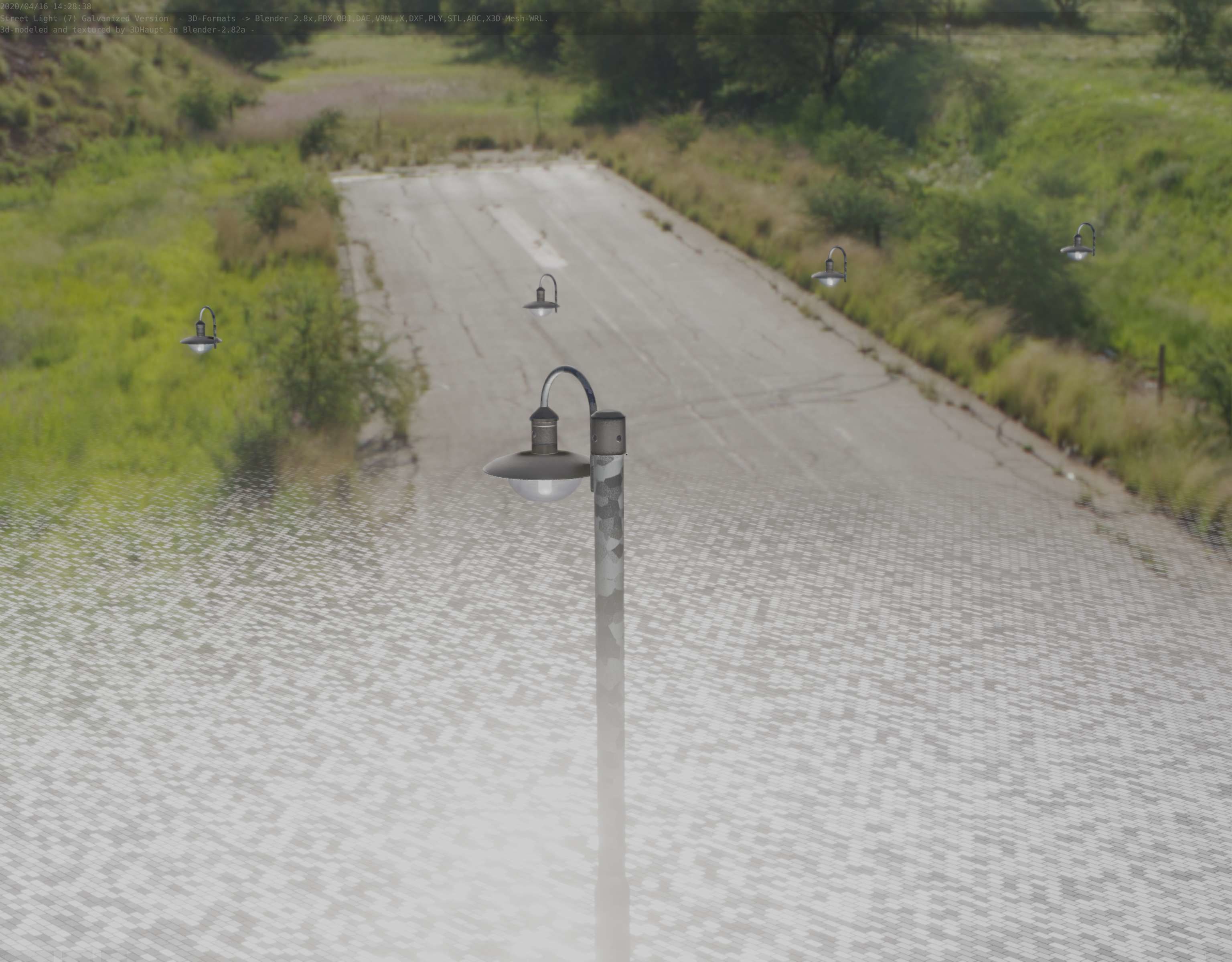 Street Light -7- Galvanized Version -1 Lamp-  Low-poly 3D model_77