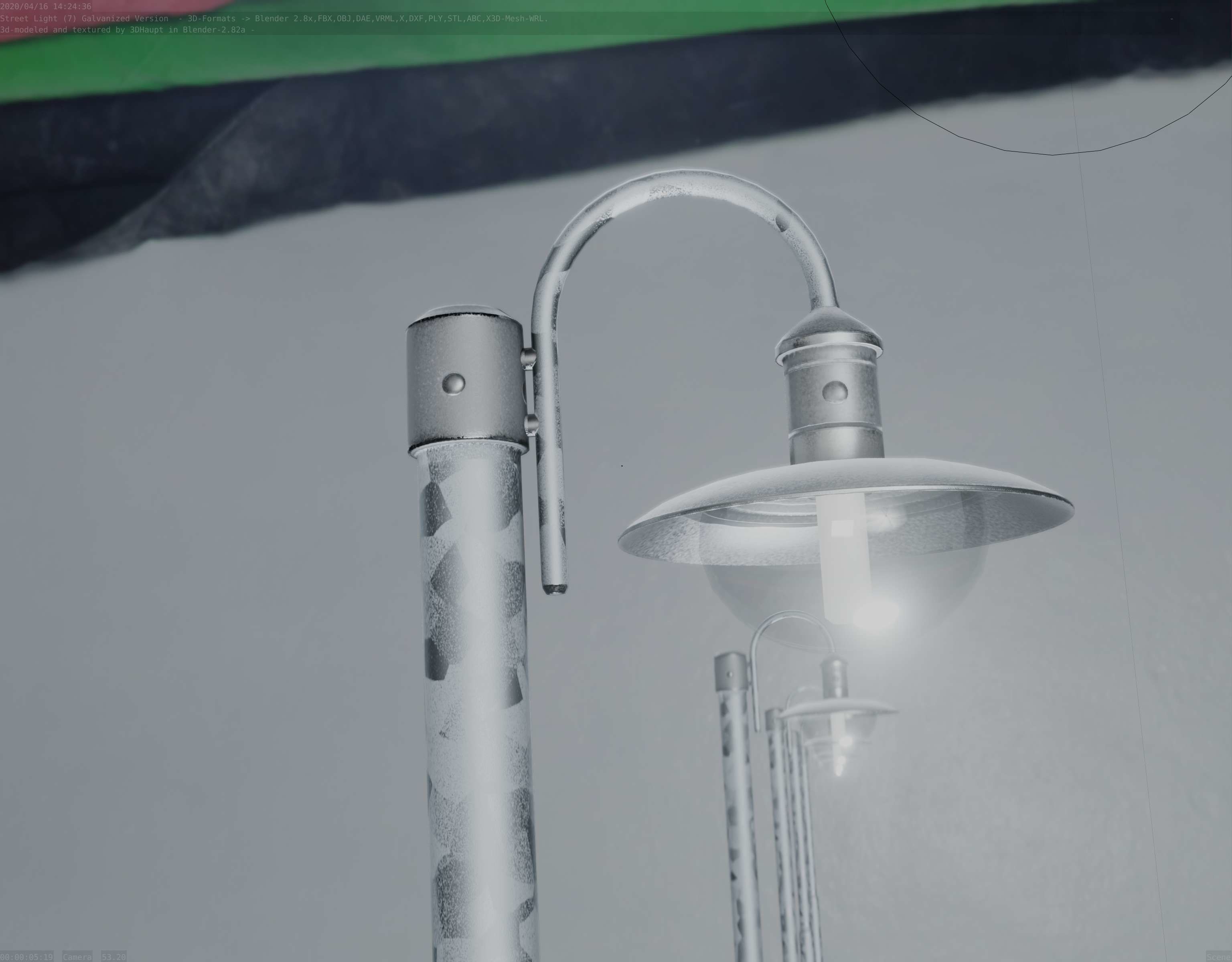 Street Light -7- Galvanized Version -1 Lamp-  Low-poly 3D model_61