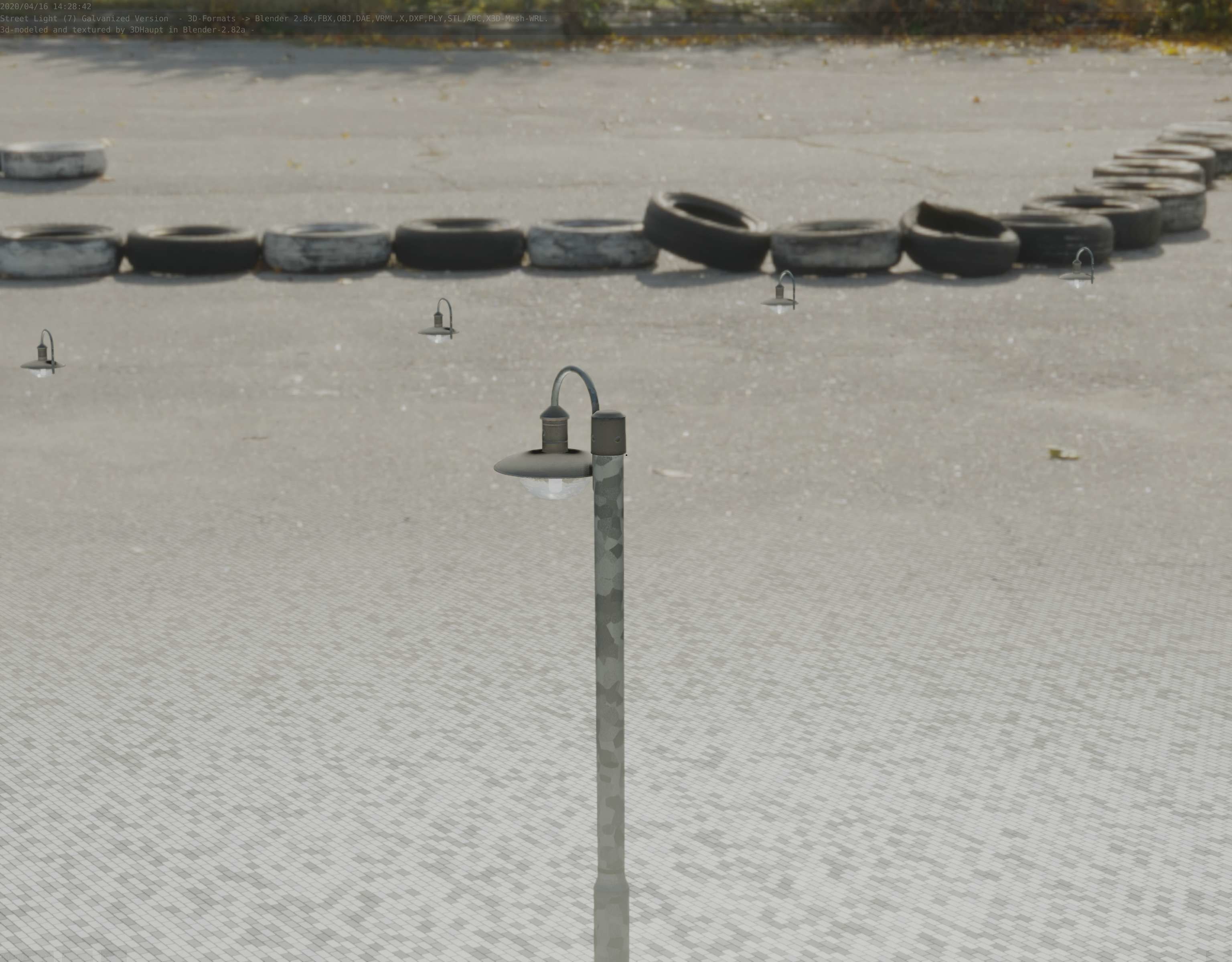 Street Light -7- Galvanized Version -1 Lamp-  Low-poly 3D model_78