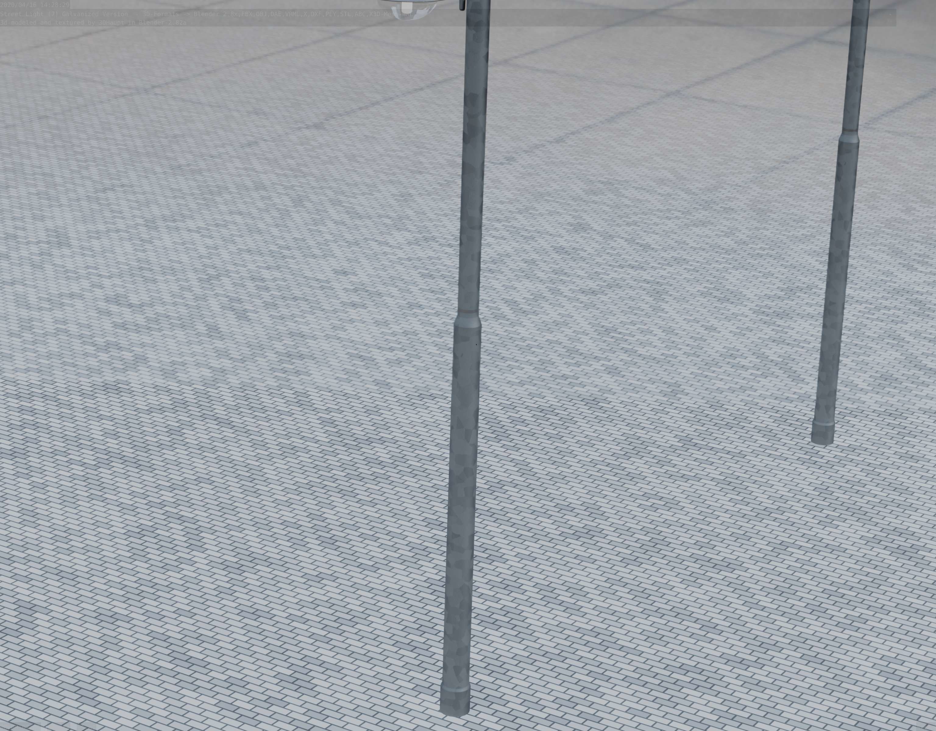 Street Light -7- Galvanized Version -1 Lamp-  Low-poly 3D model_74