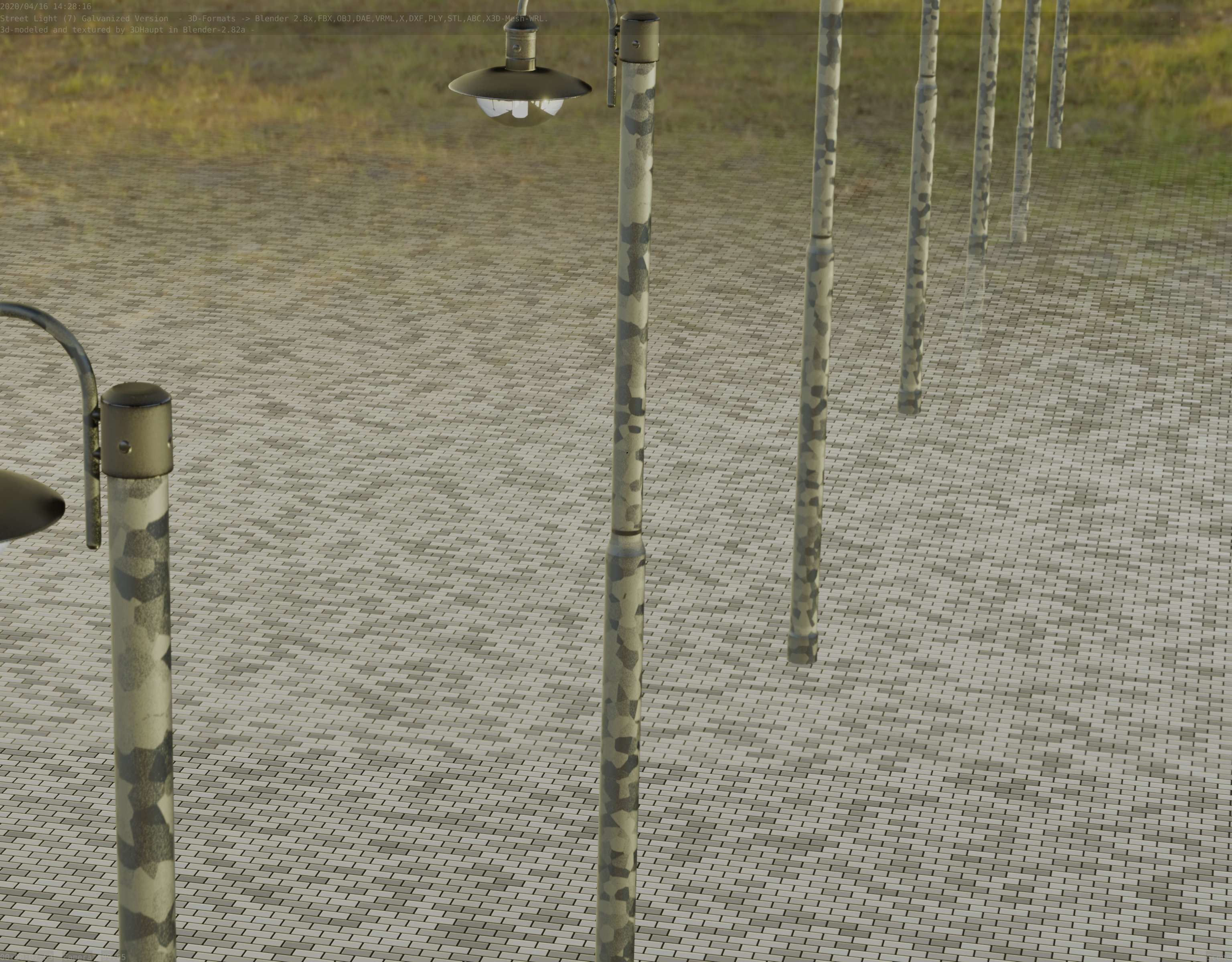 Street Light -7- Galvanized Version -1 Lamp-  Low-poly 3D model_71