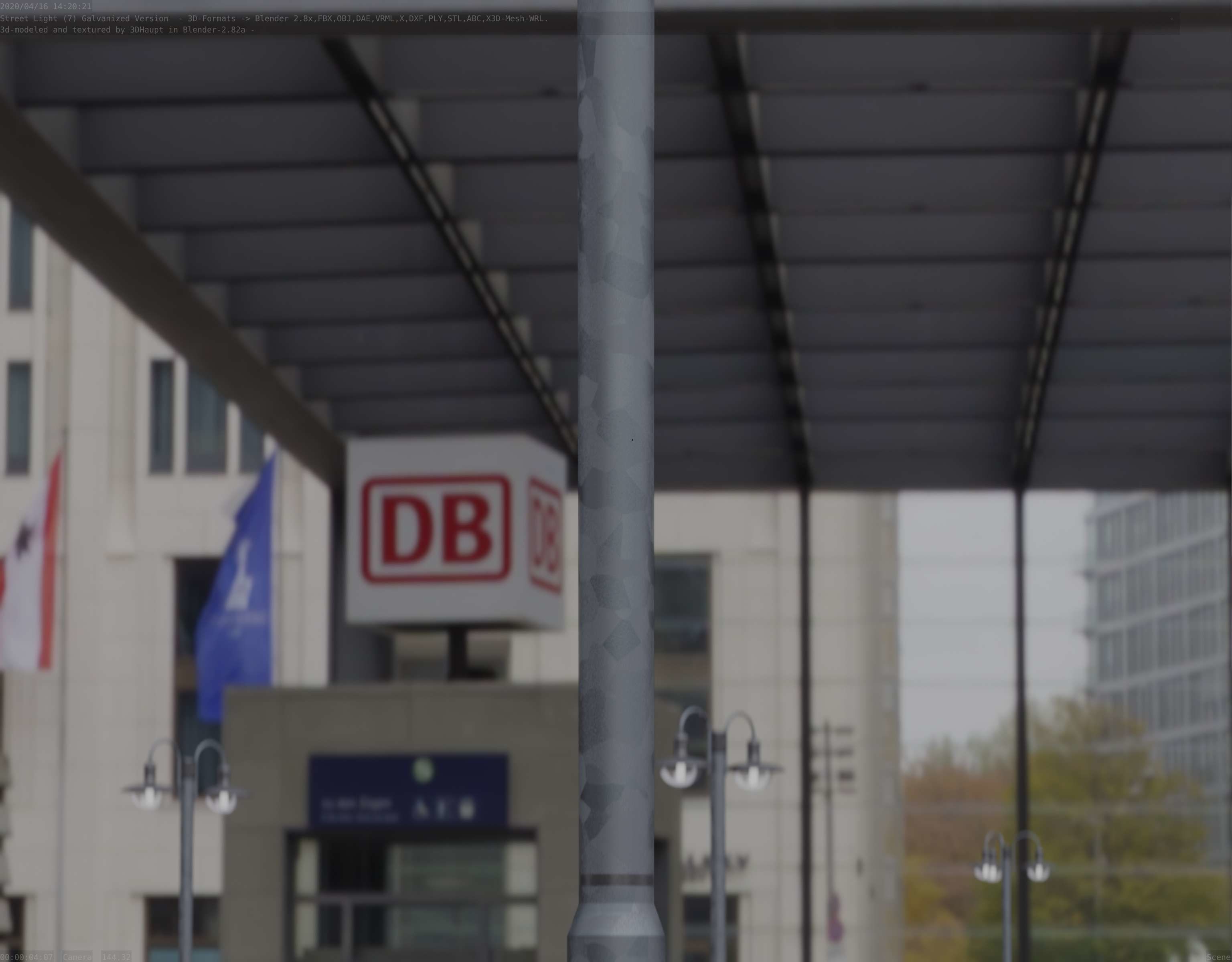 Street Light -7- Galvanized Version -1 Lamp-  Low-poly 3D model_33