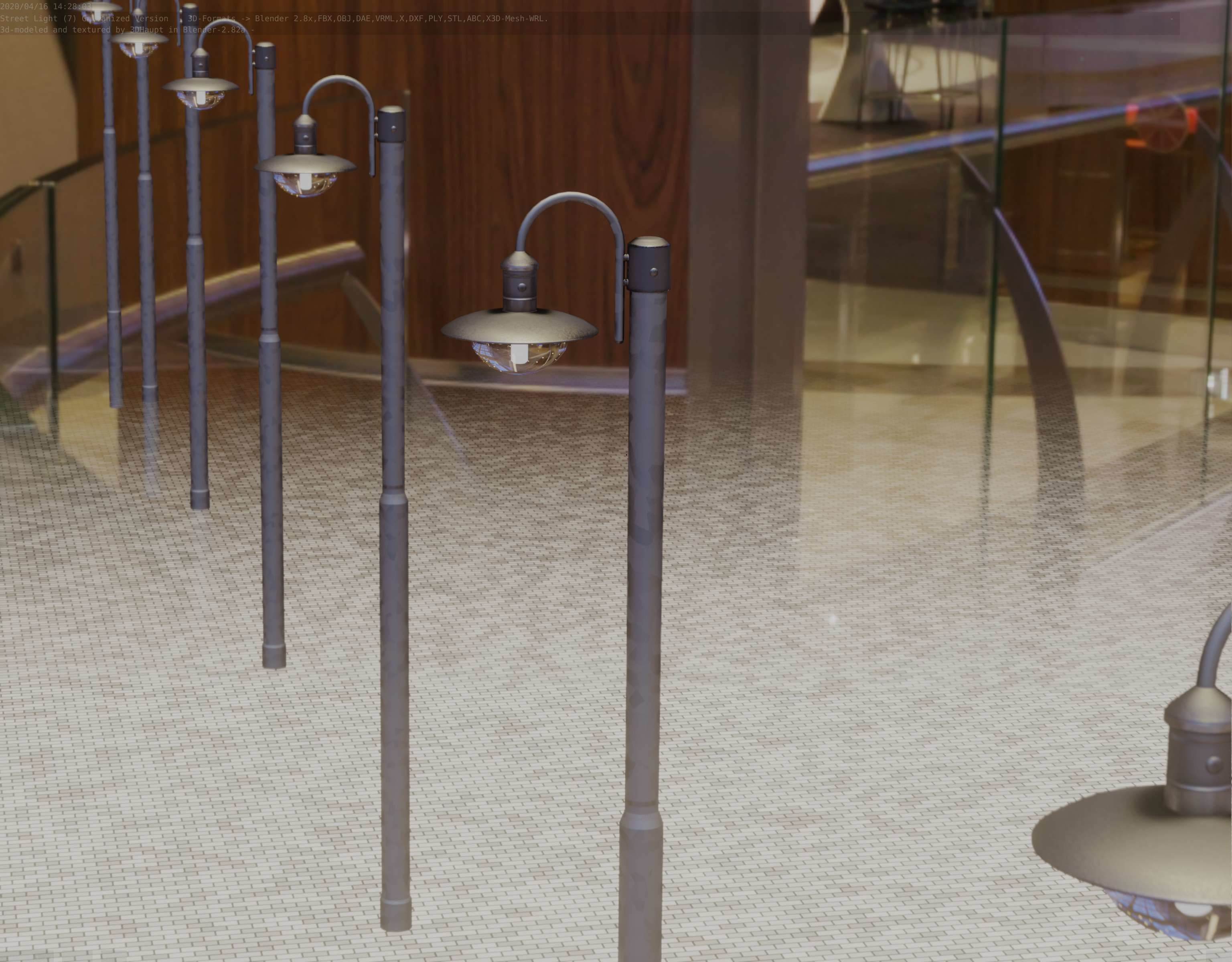 Street Light -7- Galvanized Version -1 Lamp-  Low-poly 3D model_67