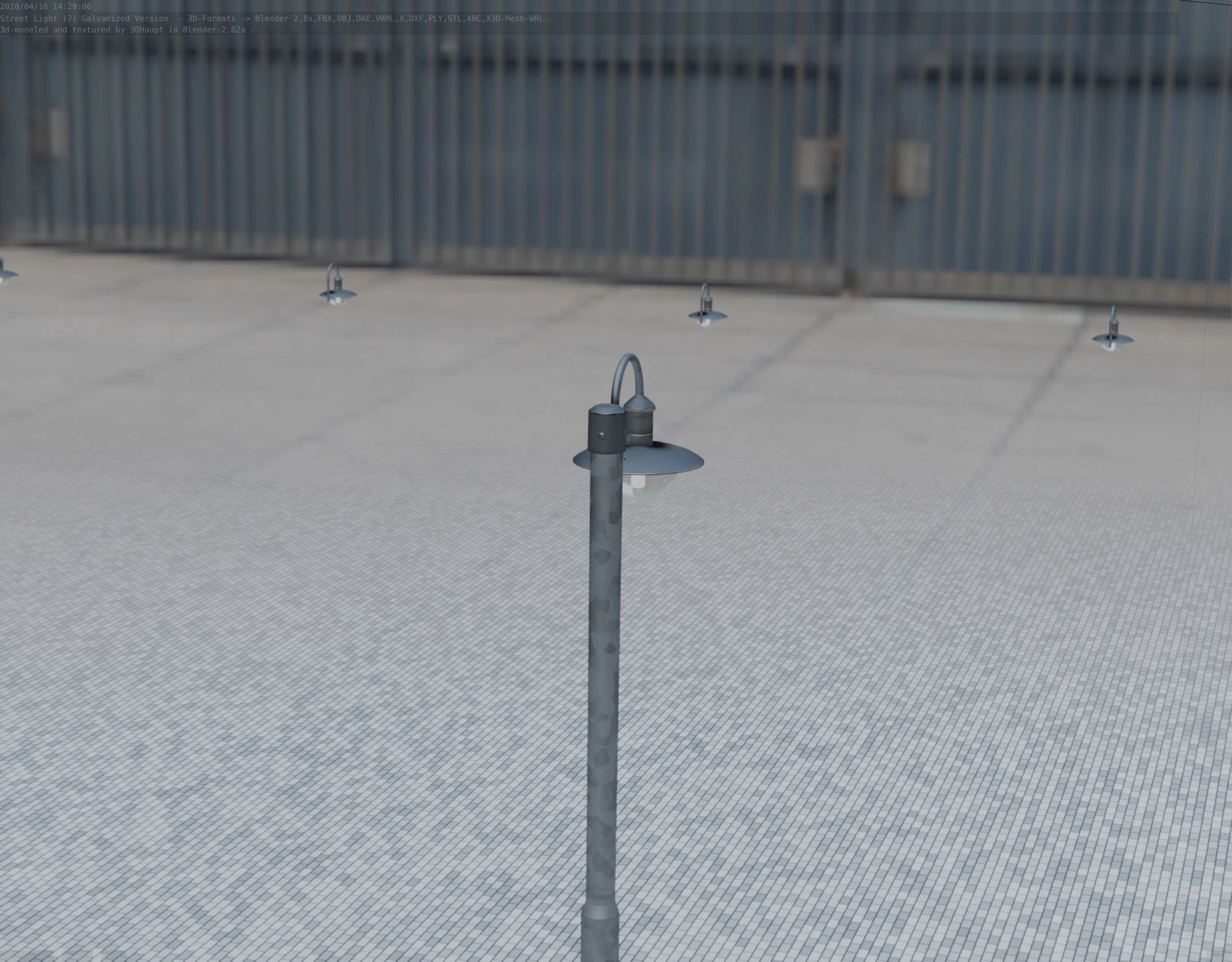 Street Light -7- Galvanized Version -1 Lamp-  Low-poly 3D model_85