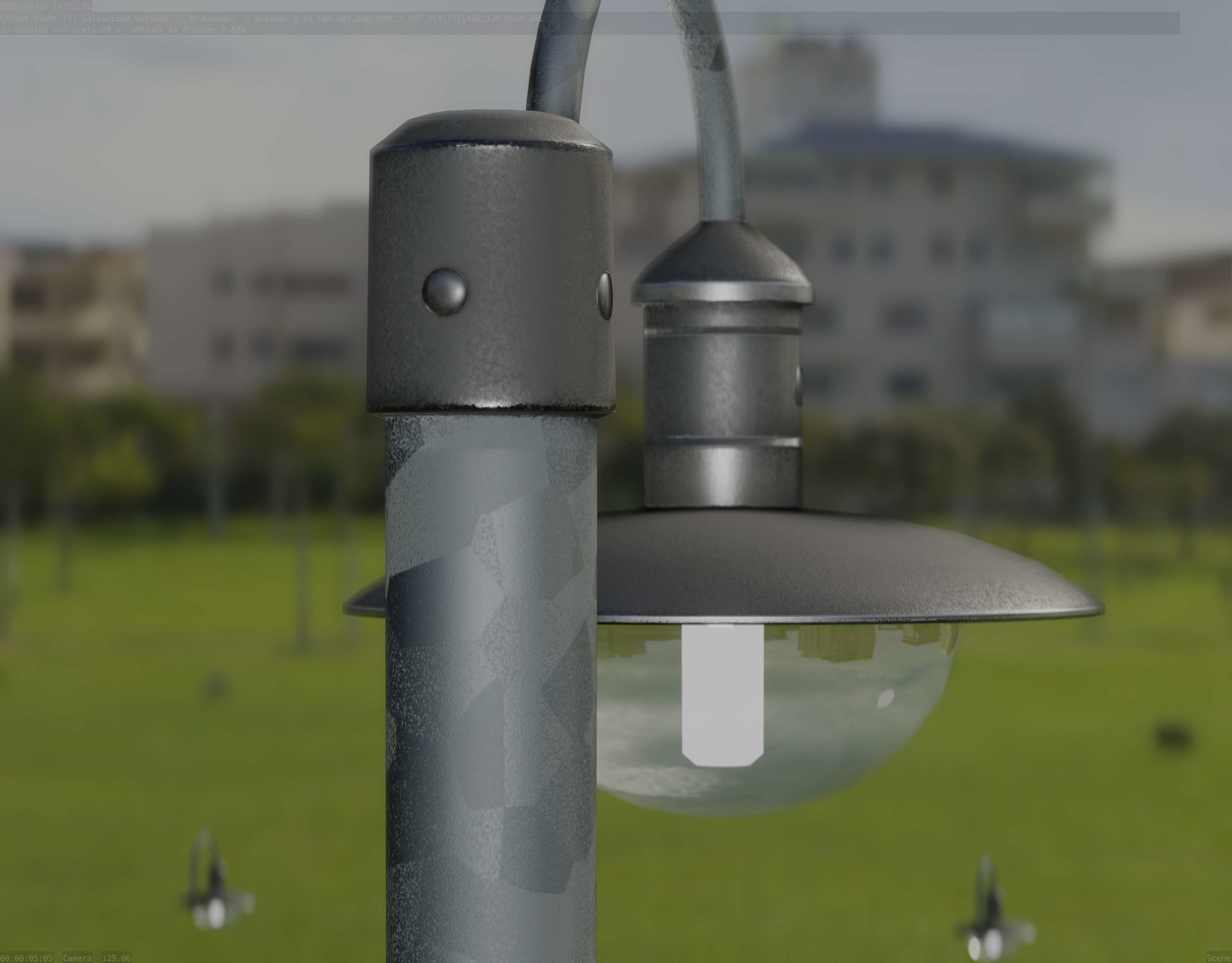 Street Light -7- Galvanized Version -1 Lamp-  Low-poly 3D model_51