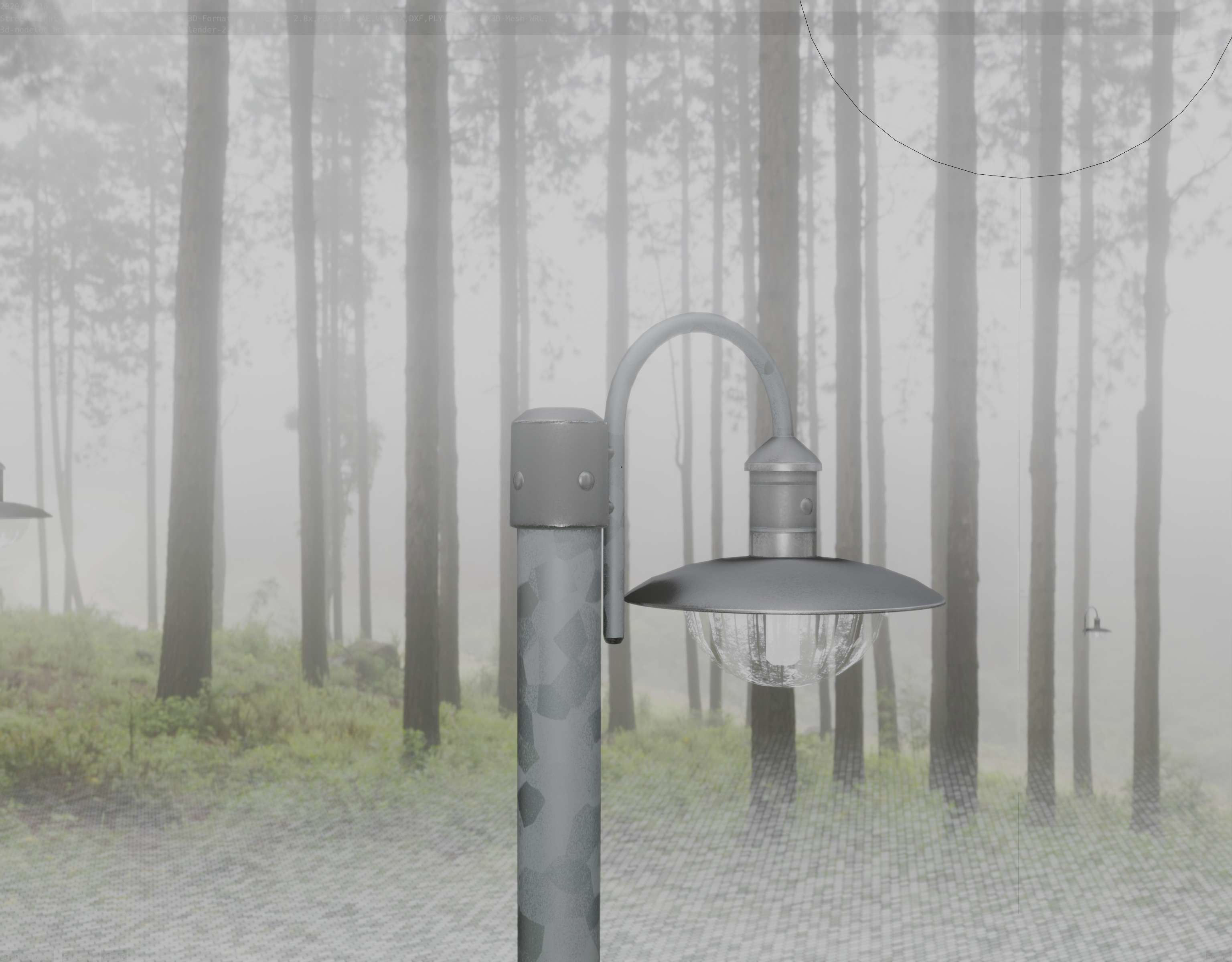 Street Light -7- Galvanized Version -1 Lamp-  Low-poly 3D model_3