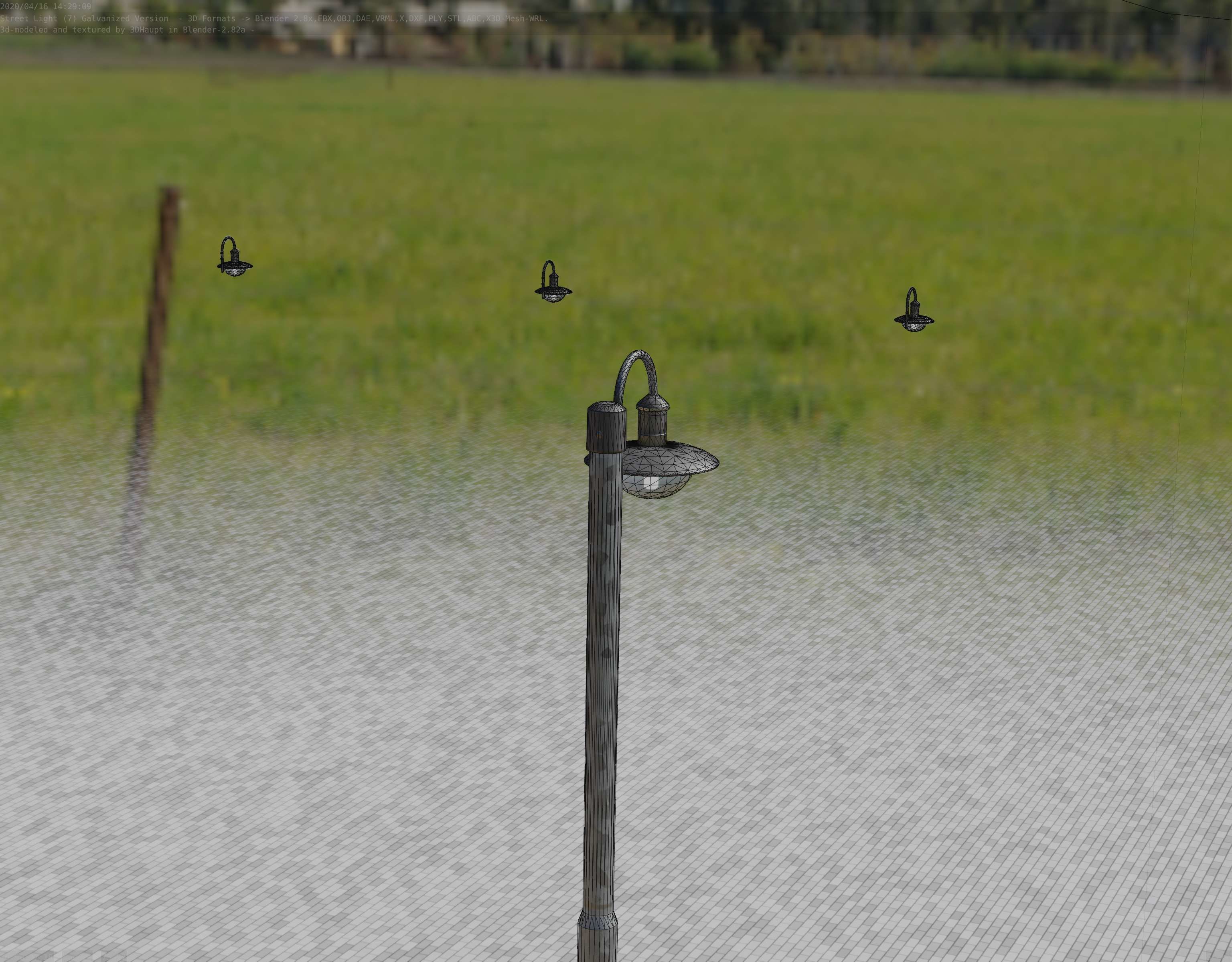 Street Light -7- Galvanized Version -1 Lamp-  Low-poly 3D model_86