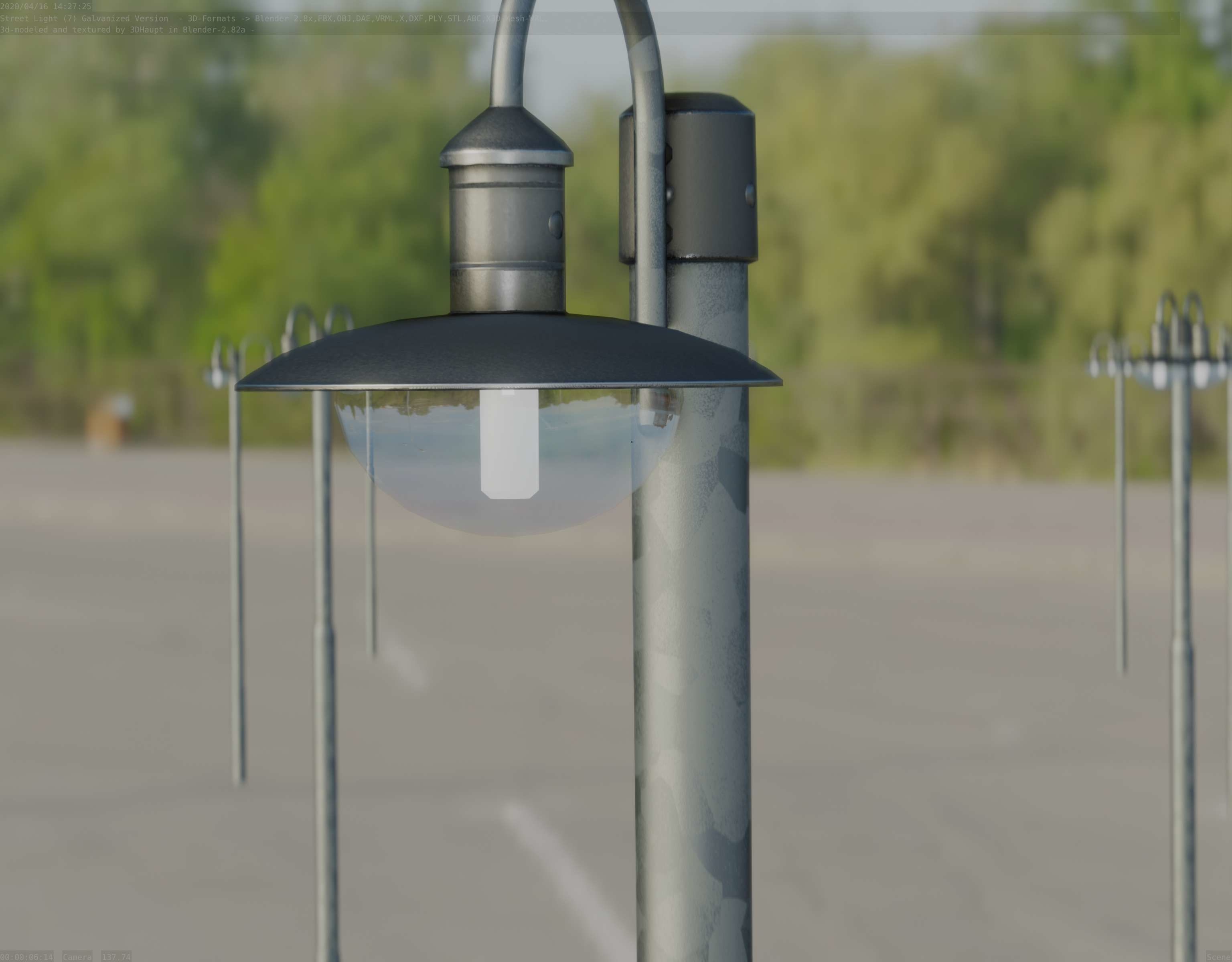 Street Light -7- Galvanized Version -1 Lamp-  Low-poly 3D model_21