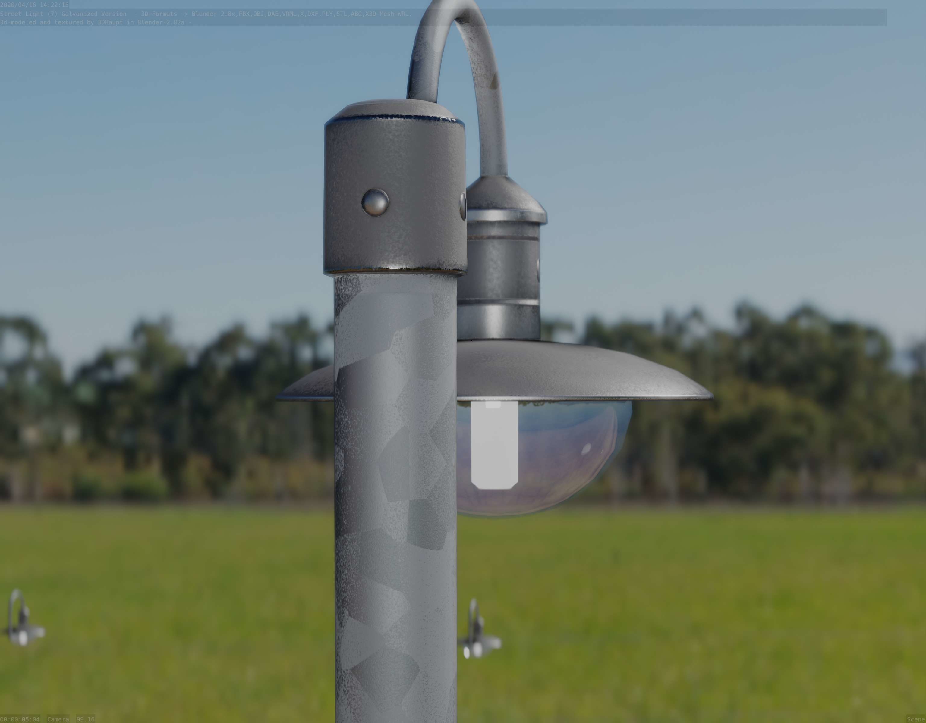 Street Light -7- Galvanized Version -1 Lamp-  Low-poly 3D model_50