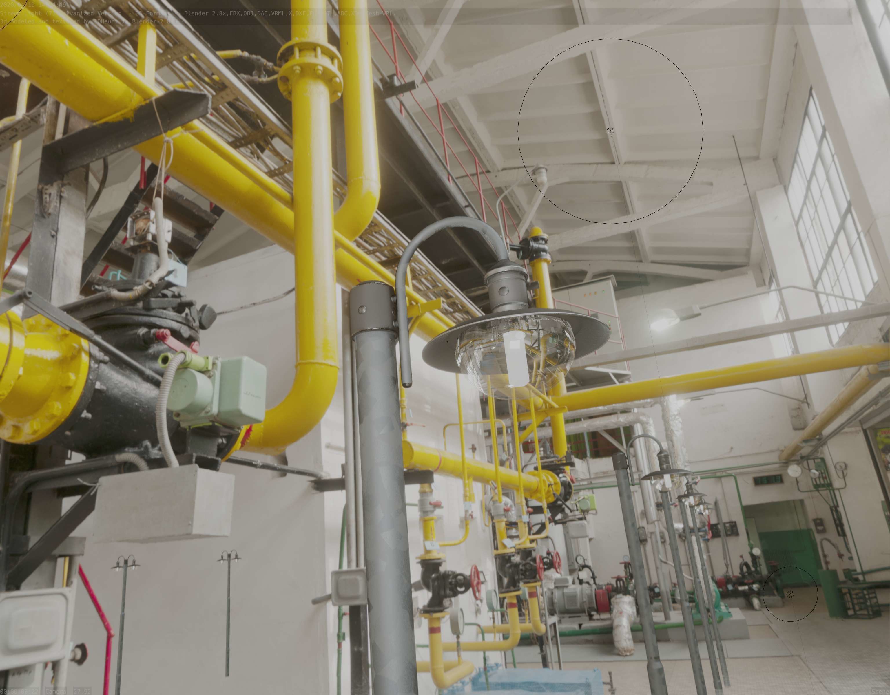 Street Light -7- Galvanized Version -1 Lamp-  Low-poly 3D model_63