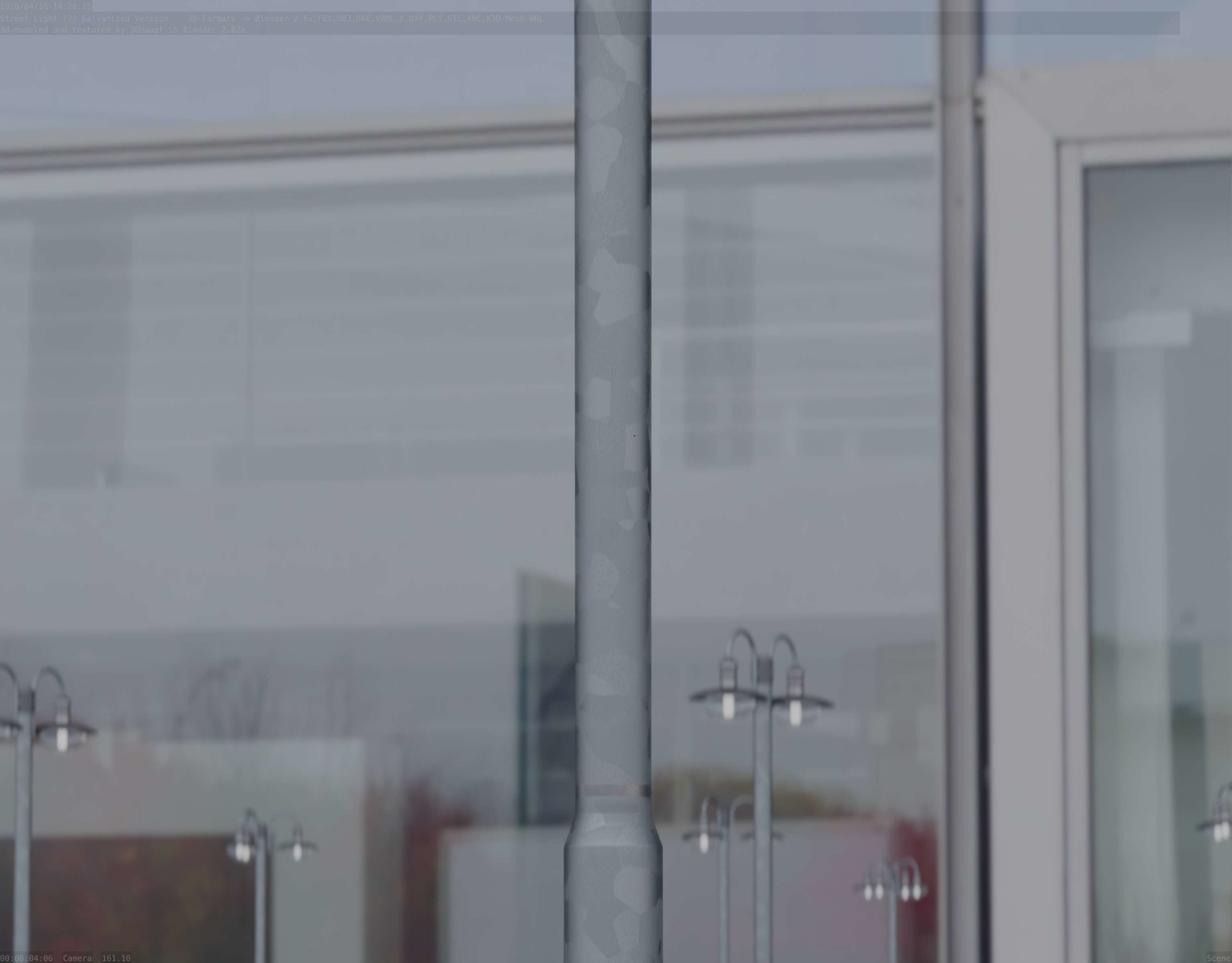 Street Light -7- Galvanized Version -1 Lamp-  Low-poly 3D model_32