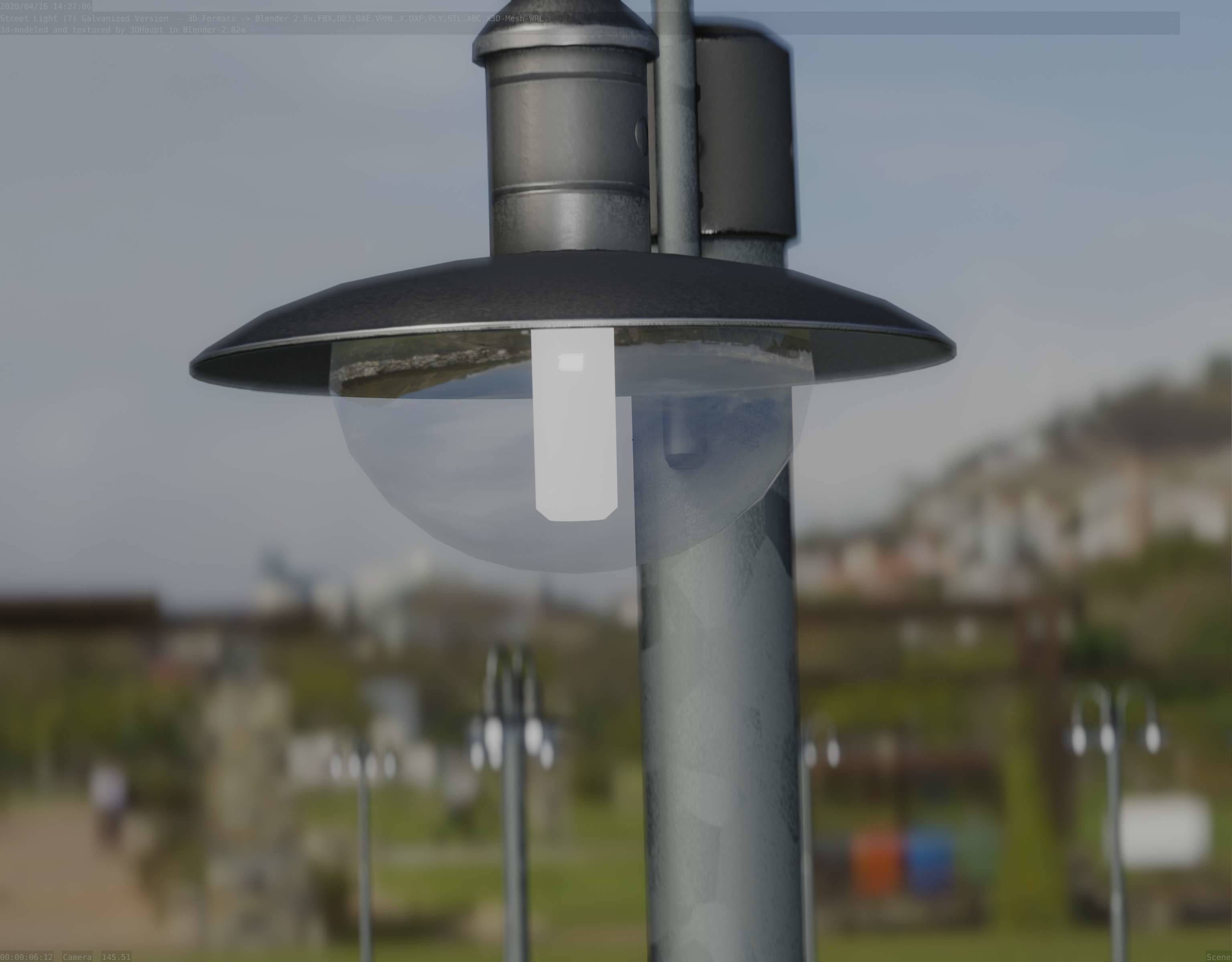 Street Light -7- Galvanized Version -1 Lamp-  Low-poly 3D model_18