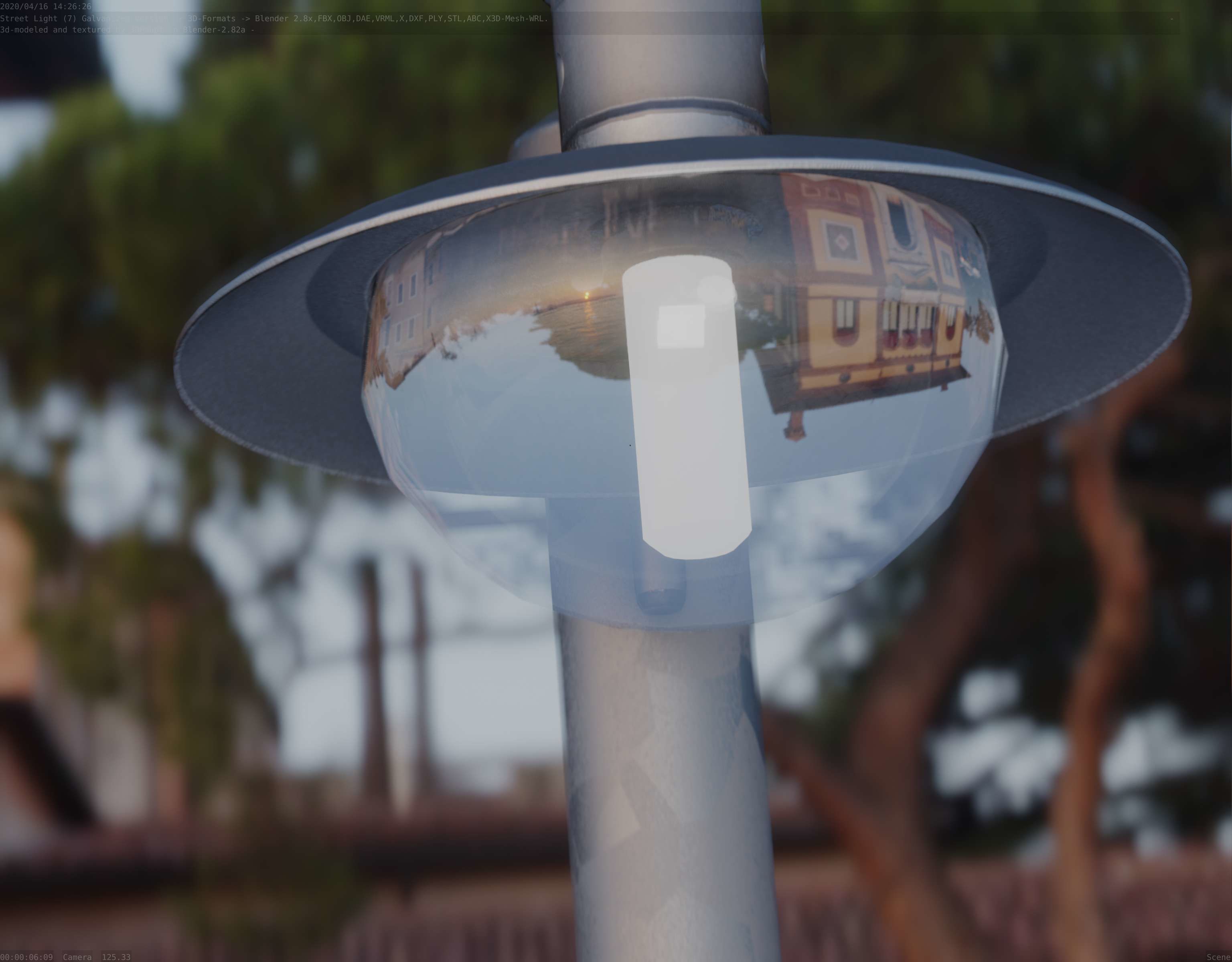 Street Light -7- Galvanized Version -1 Lamp-  Low-poly 3D model_15