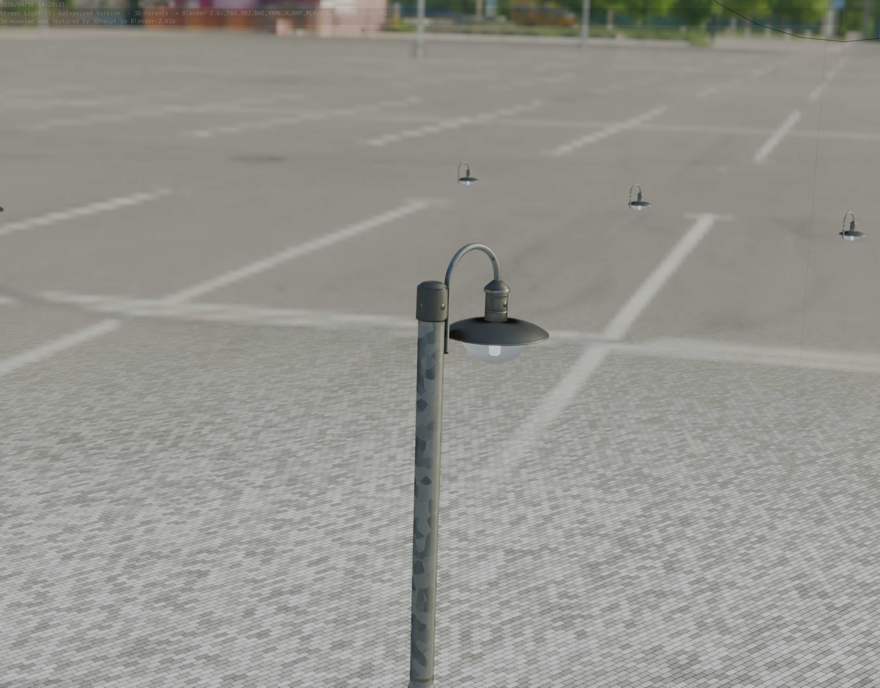 Street Light -7- Galvanized Version -1 Lamp-  Low-poly 3D model_89