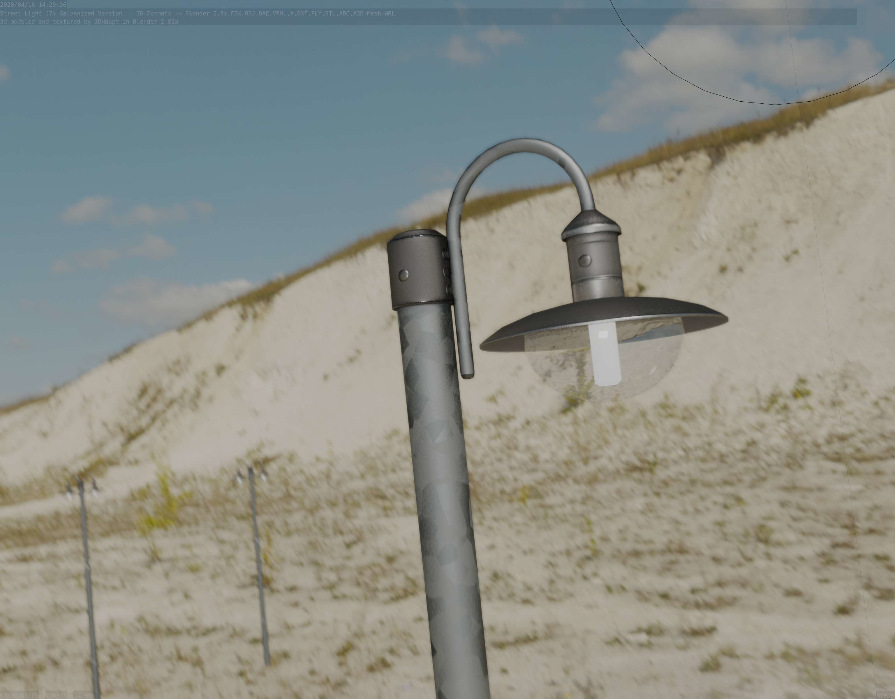 Street Light -7- Galvanized Version -1 Lamp-  Low-poly 3D model_97