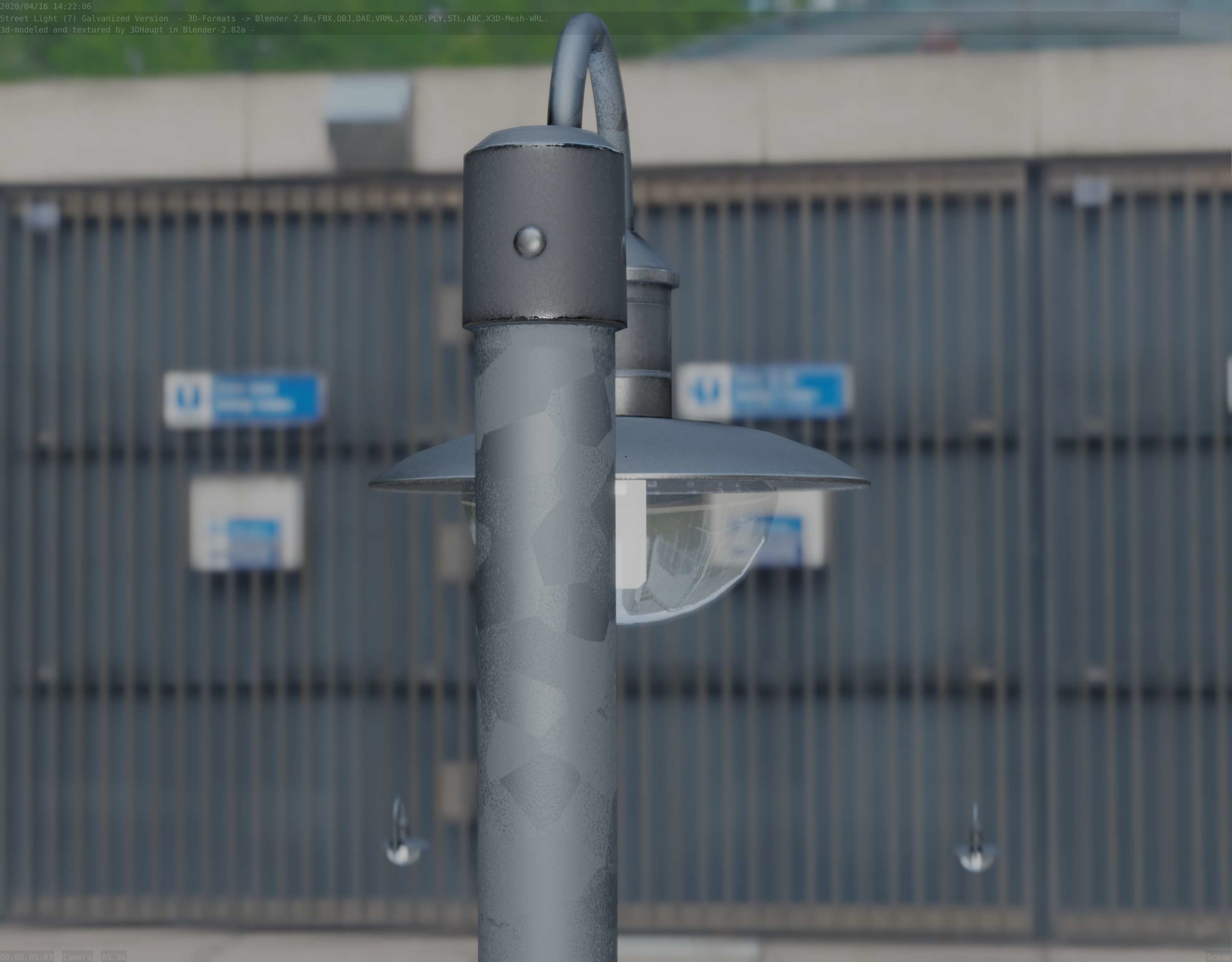 Street Light -7- Galvanized Version -1 Lamp-  Low-poly 3D model_49