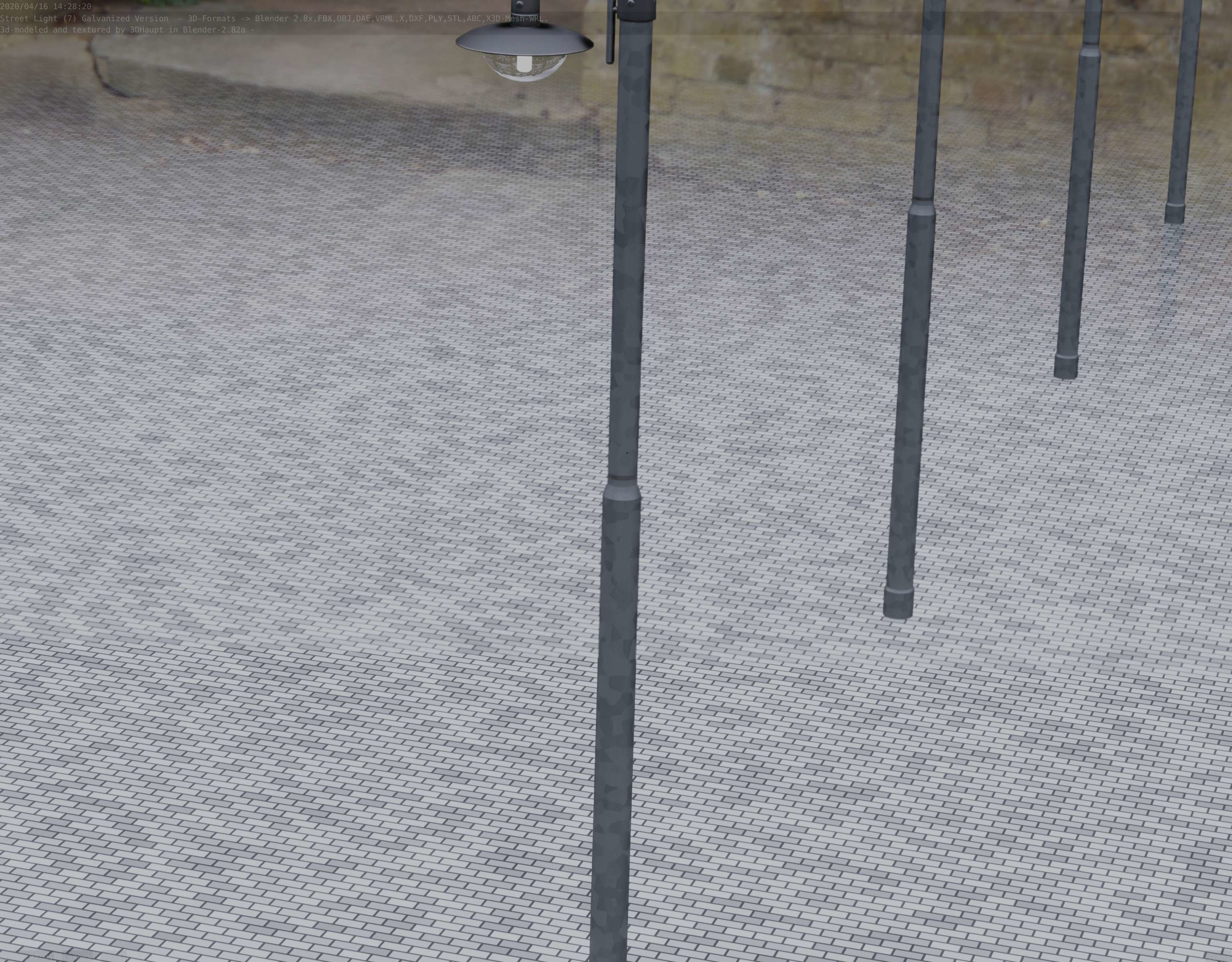 Street Light -7- Galvanized Version -1 Lamp-  Low-poly 3D model_72