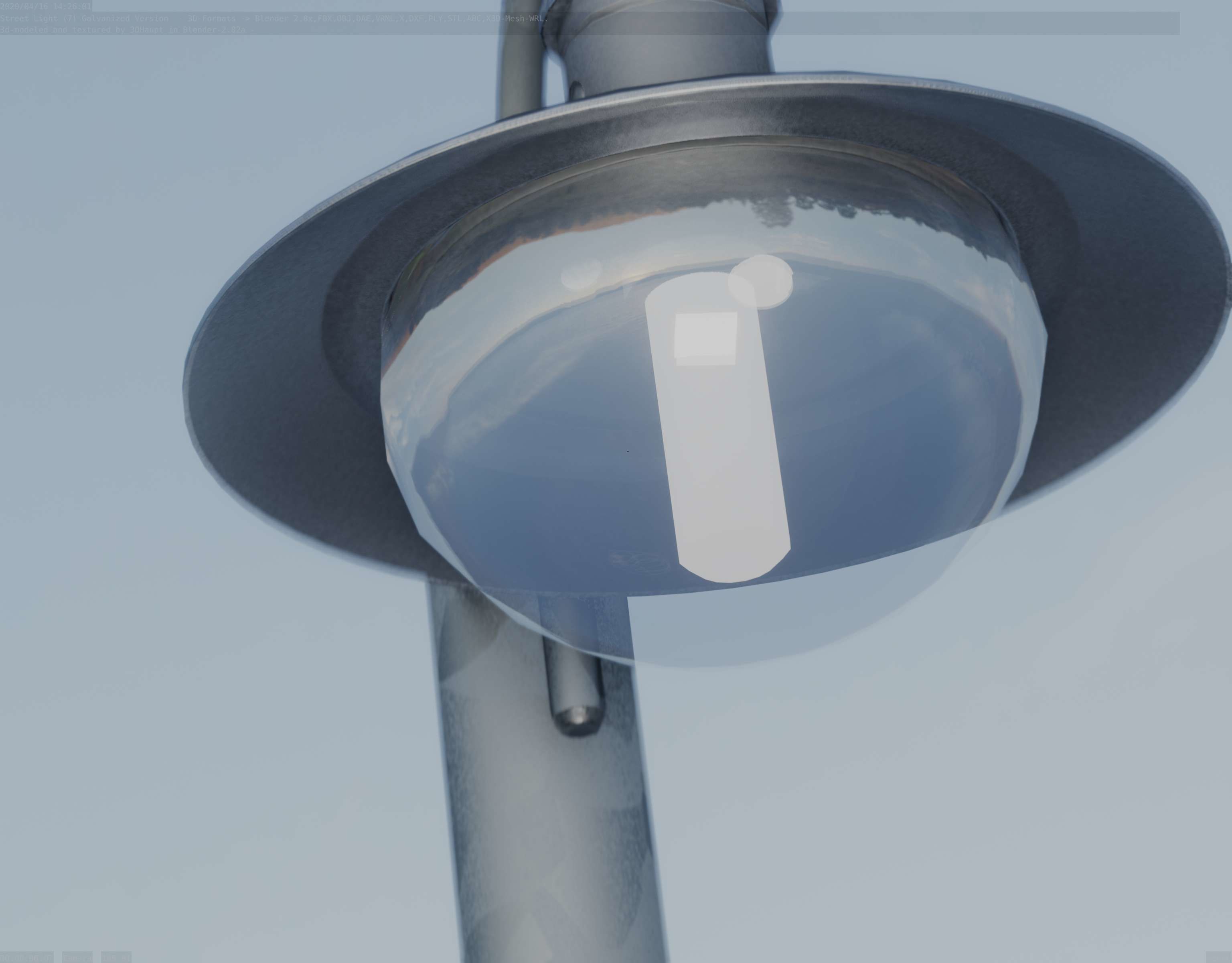 Street Light -7- Galvanized Version -1 Lamp-  Low-poly 3D model_13