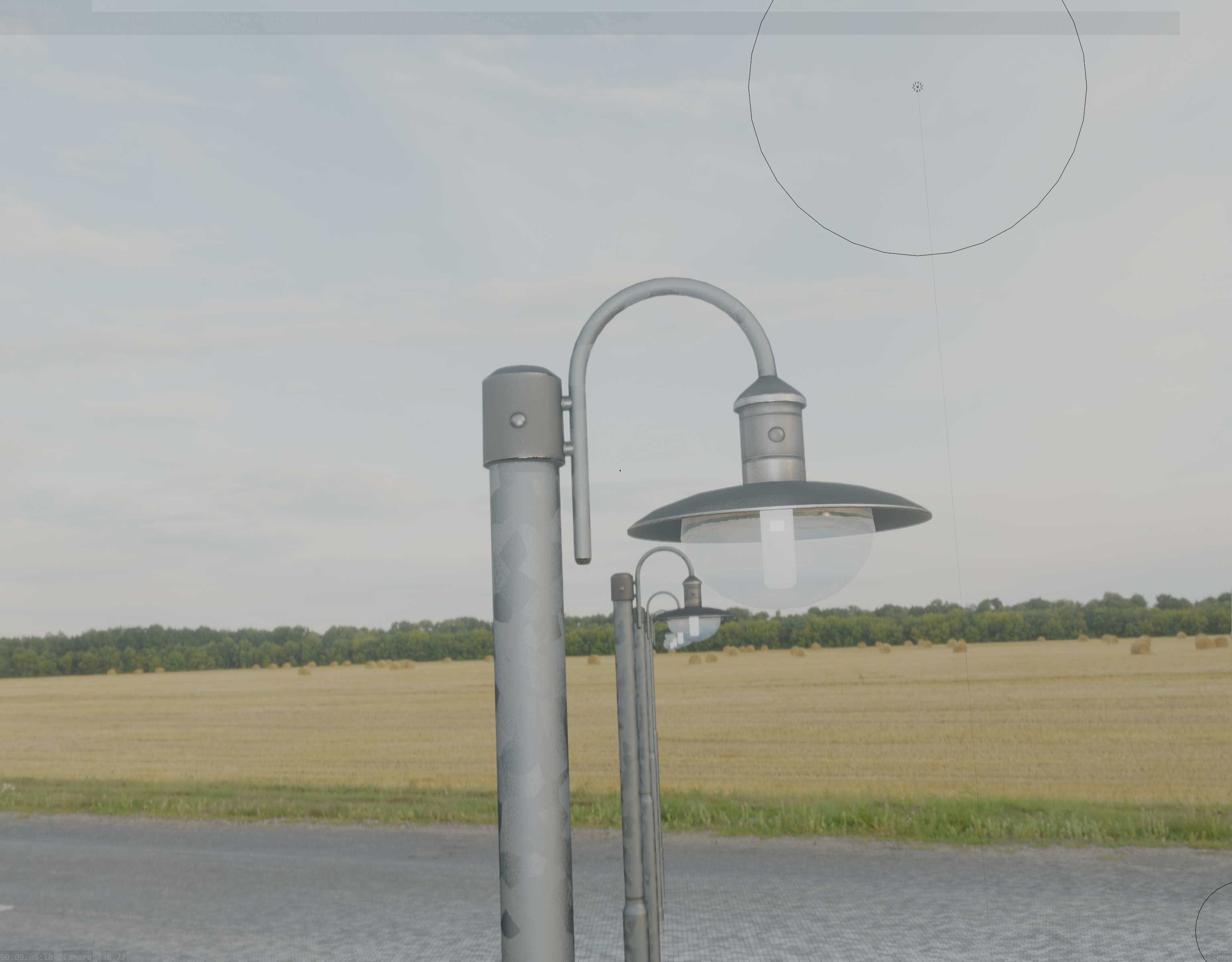 Street Light -7- Galvanized Version -1 Lamp-  Low-poly 3D model_60