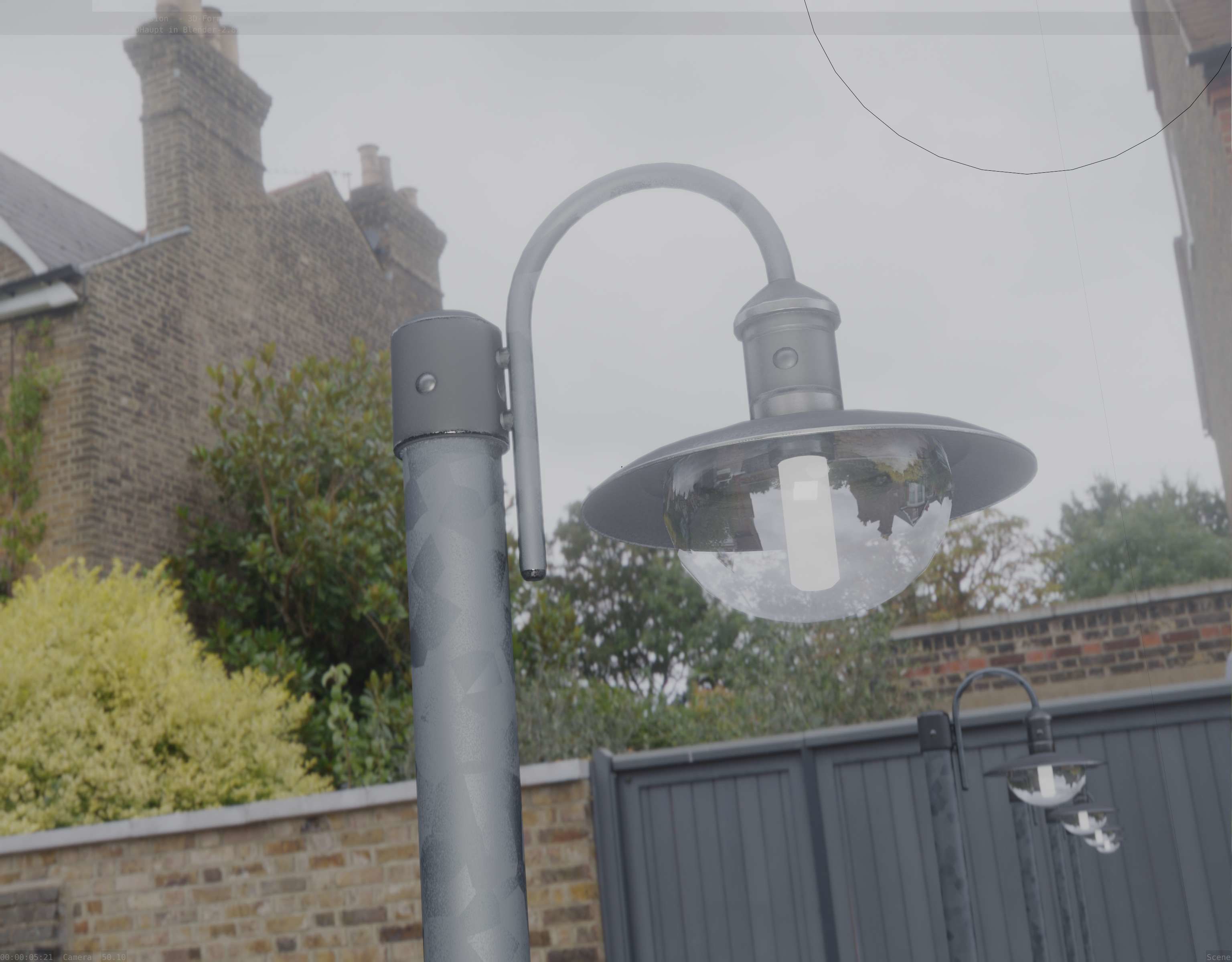 Street Light -7- Galvanized Version -1 Lamp-  Low-poly 3D model_2