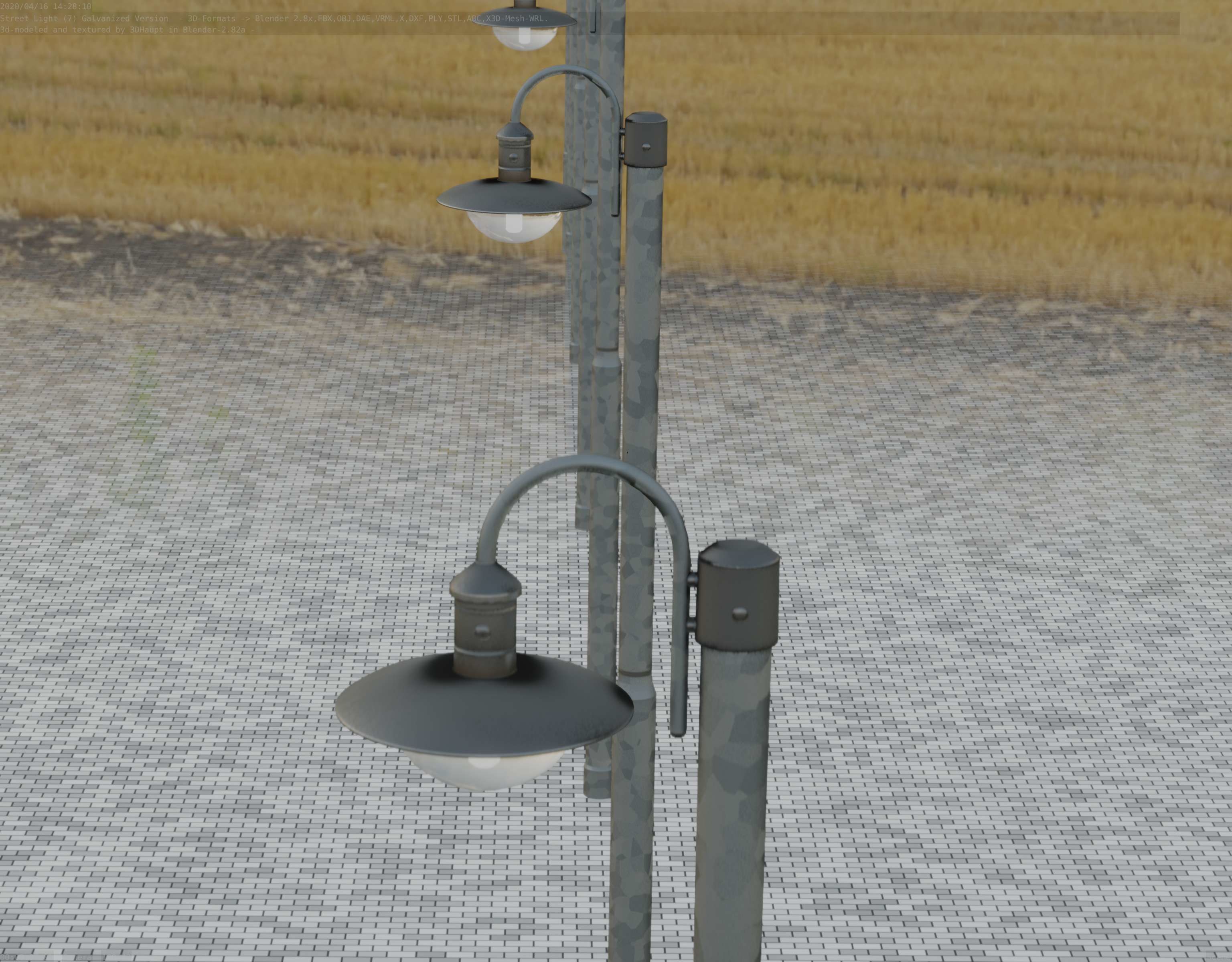 Street Light -7- Galvanized Version -1 Lamp-  Low-poly 3D model_69