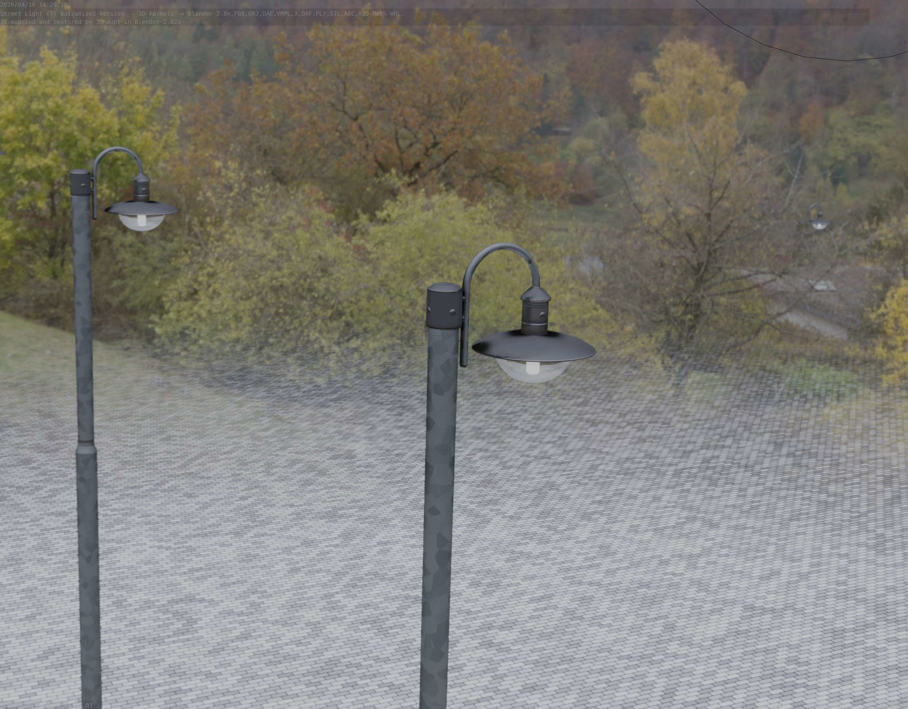 Street Light -7- Galvanized Version -1 Lamp-  Low-poly 3D model_91