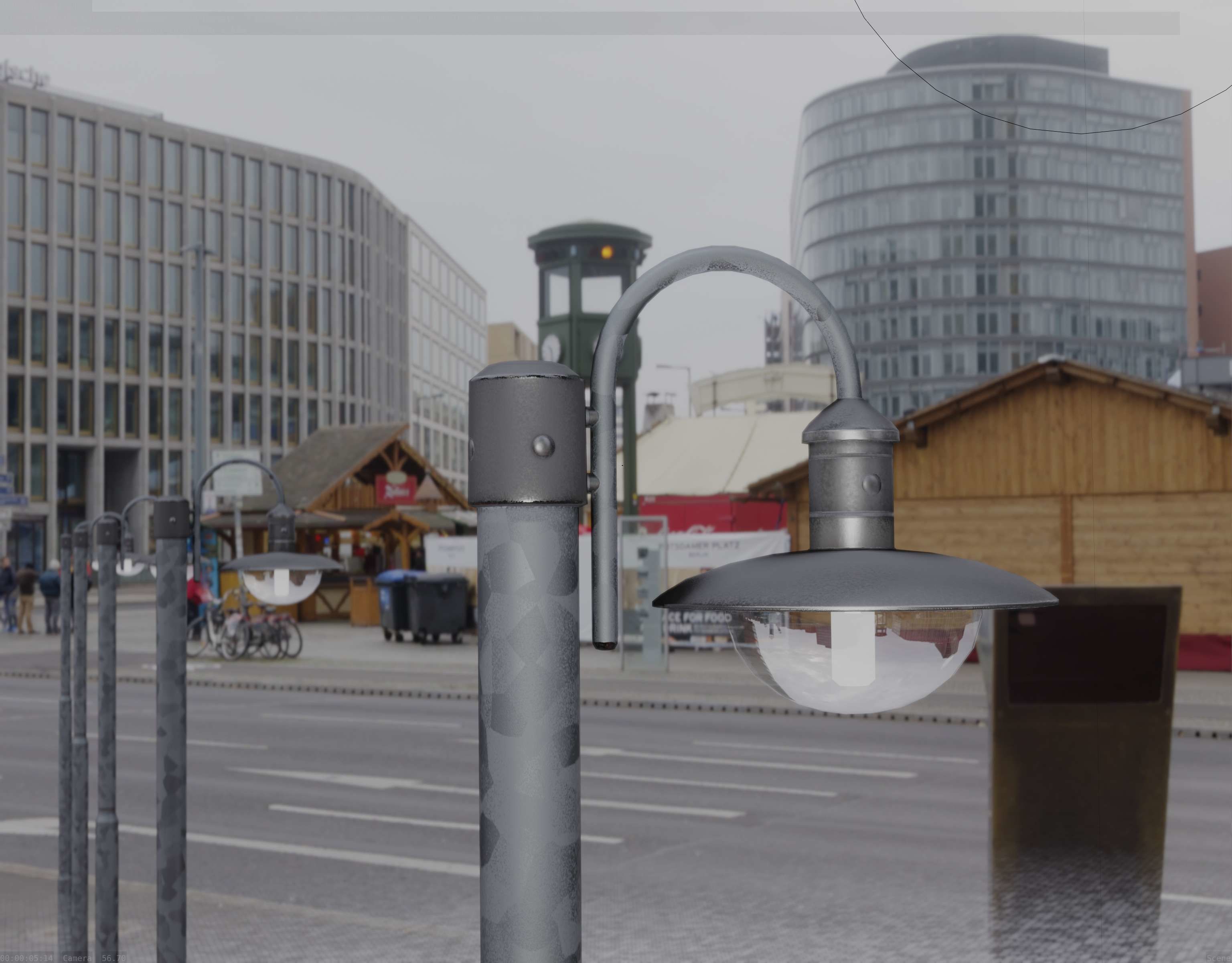 Street Light -7- Galvanized Version -1 Lamp-  Low-poly 3D model_56