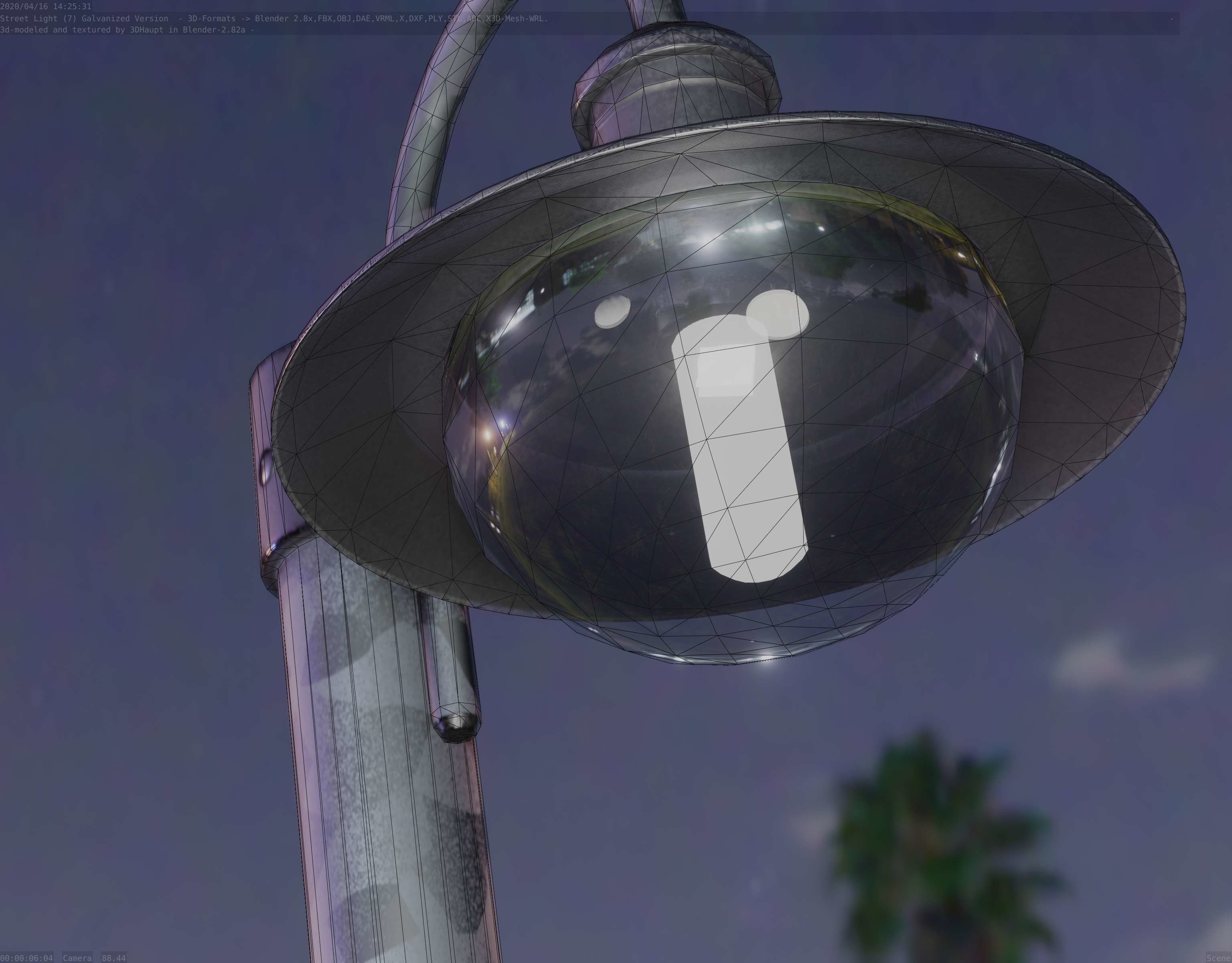 Street Light -7- Galvanized Version -1 Lamp-  Low-poly 3D model_7