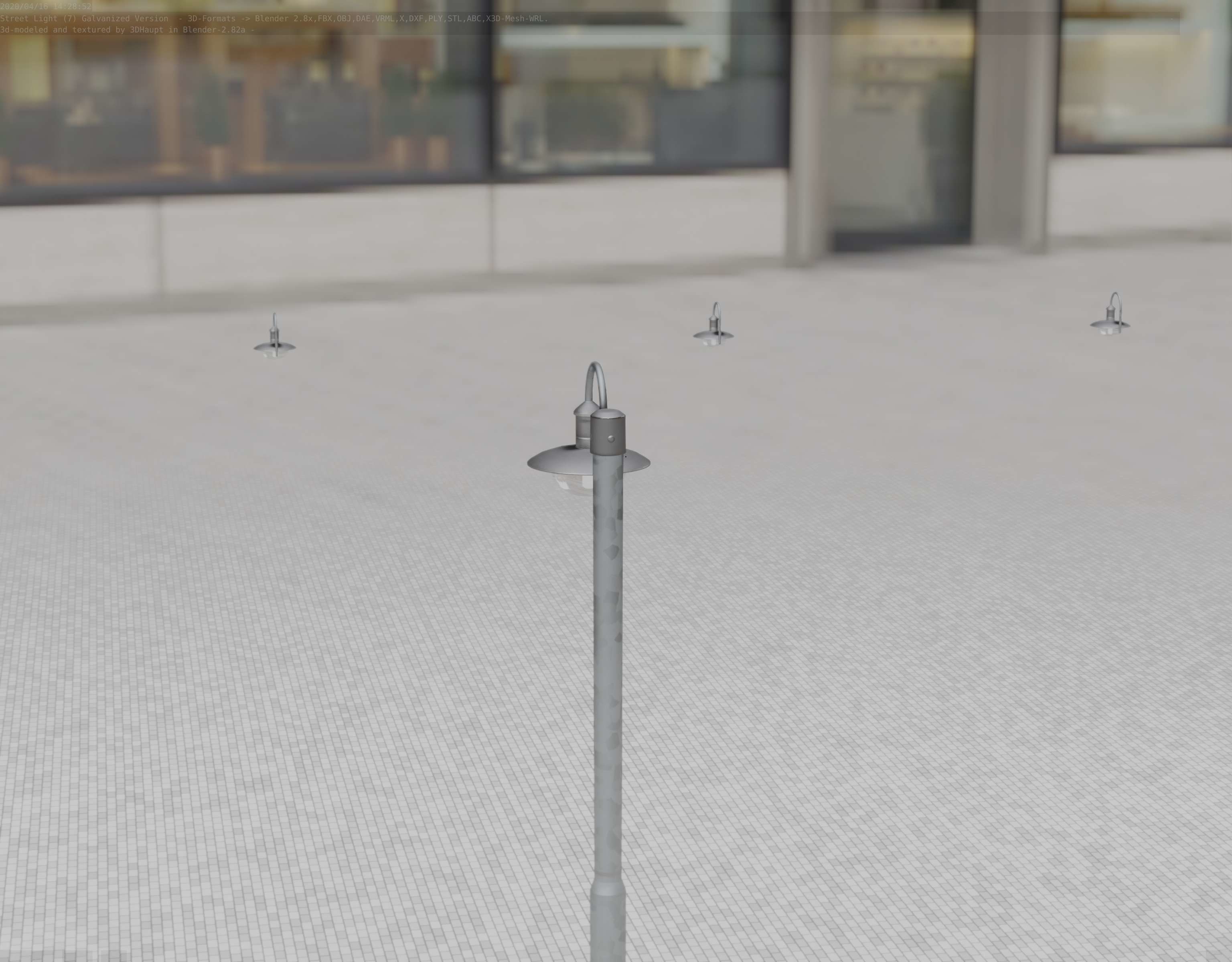 Street Light -7- Galvanized Version -1 Lamp-  Low-poly 3D model_81