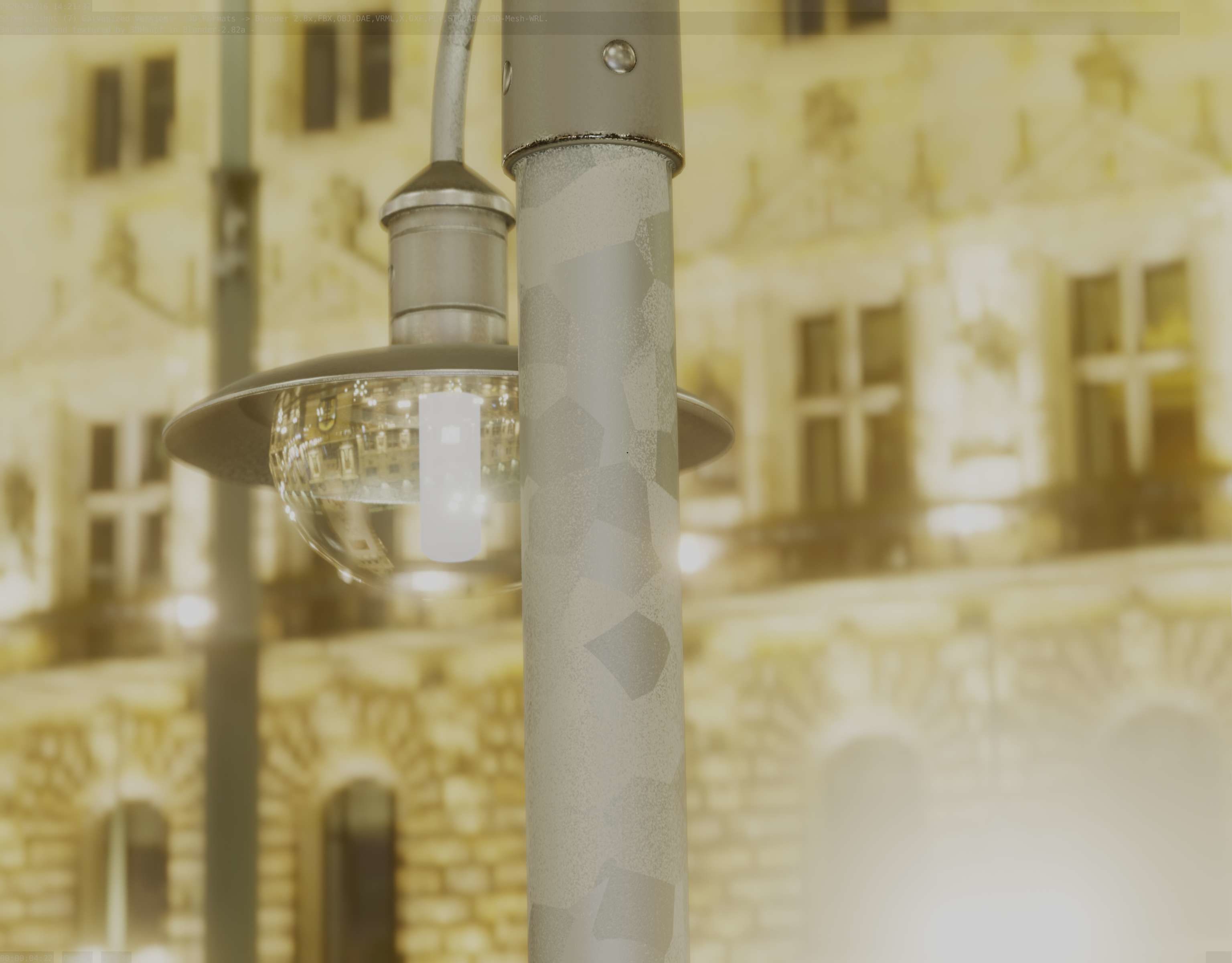 Street Light -7- Galvanized Version -1 Lamp-  Low-poly 3D model_45