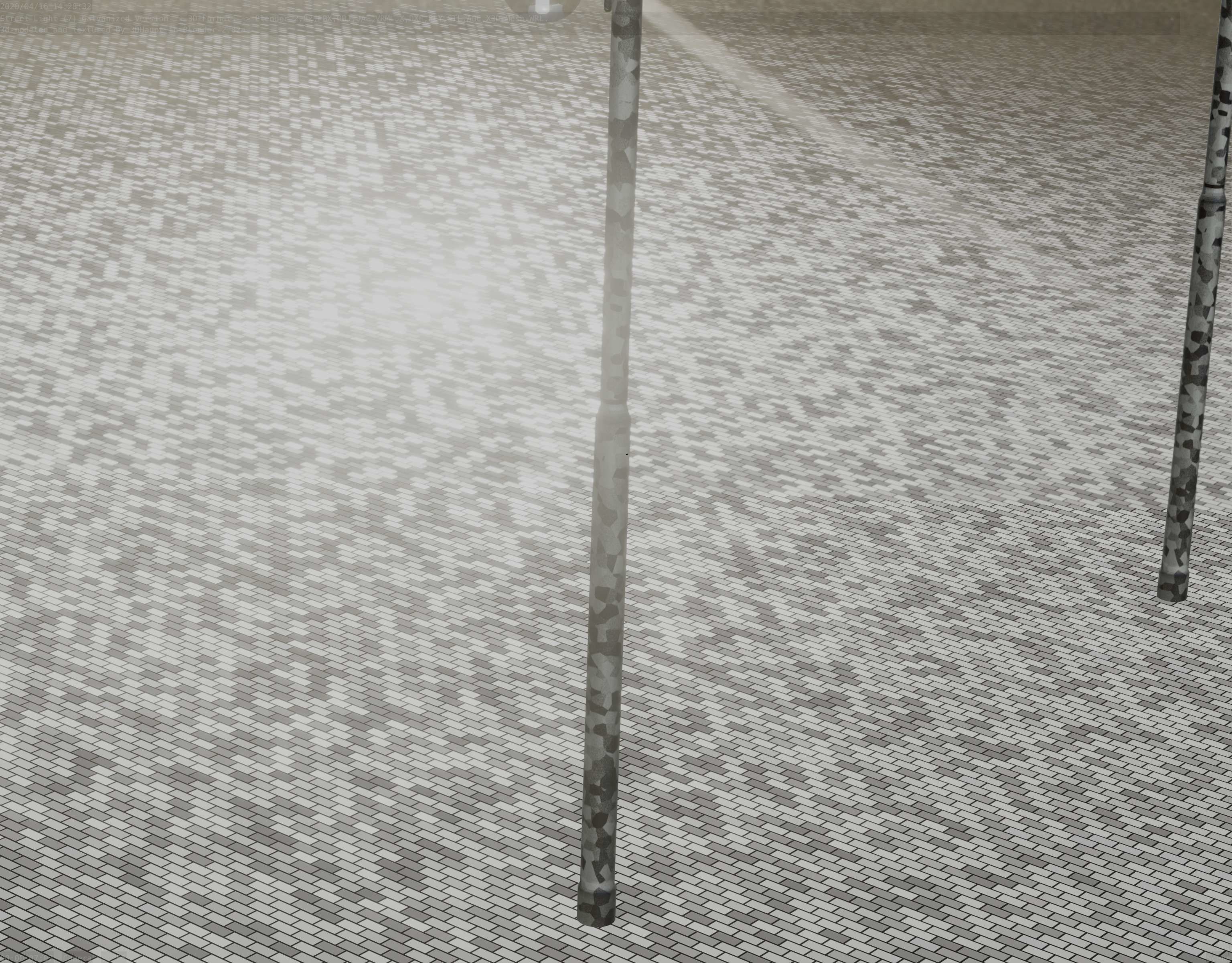 Street Light -7- Galvanized Version -1 Lamp-  Low-poly 3D model_75