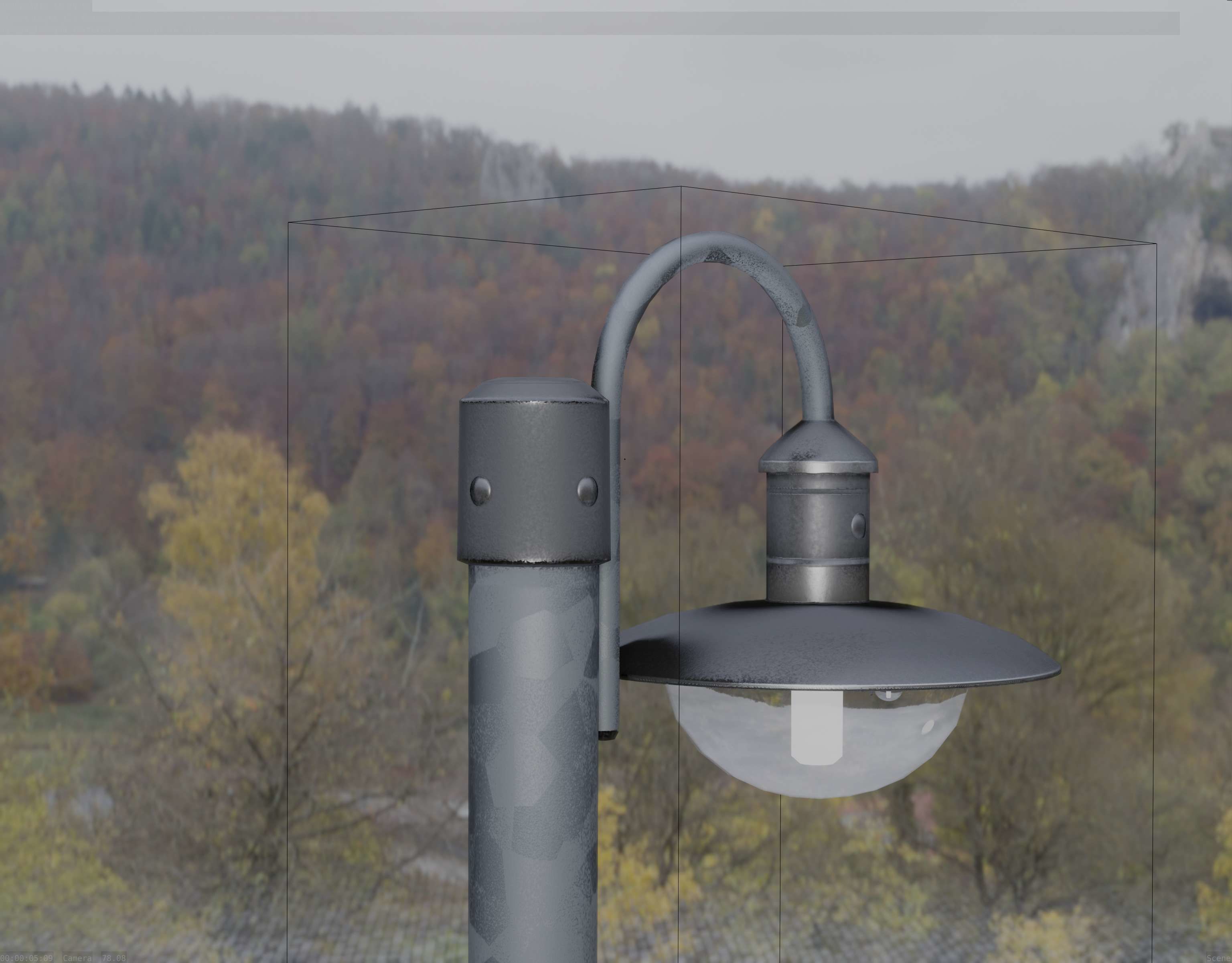 Street Light -7- Galvanized Version -1 Lamp-  Low-poly 3D model_8