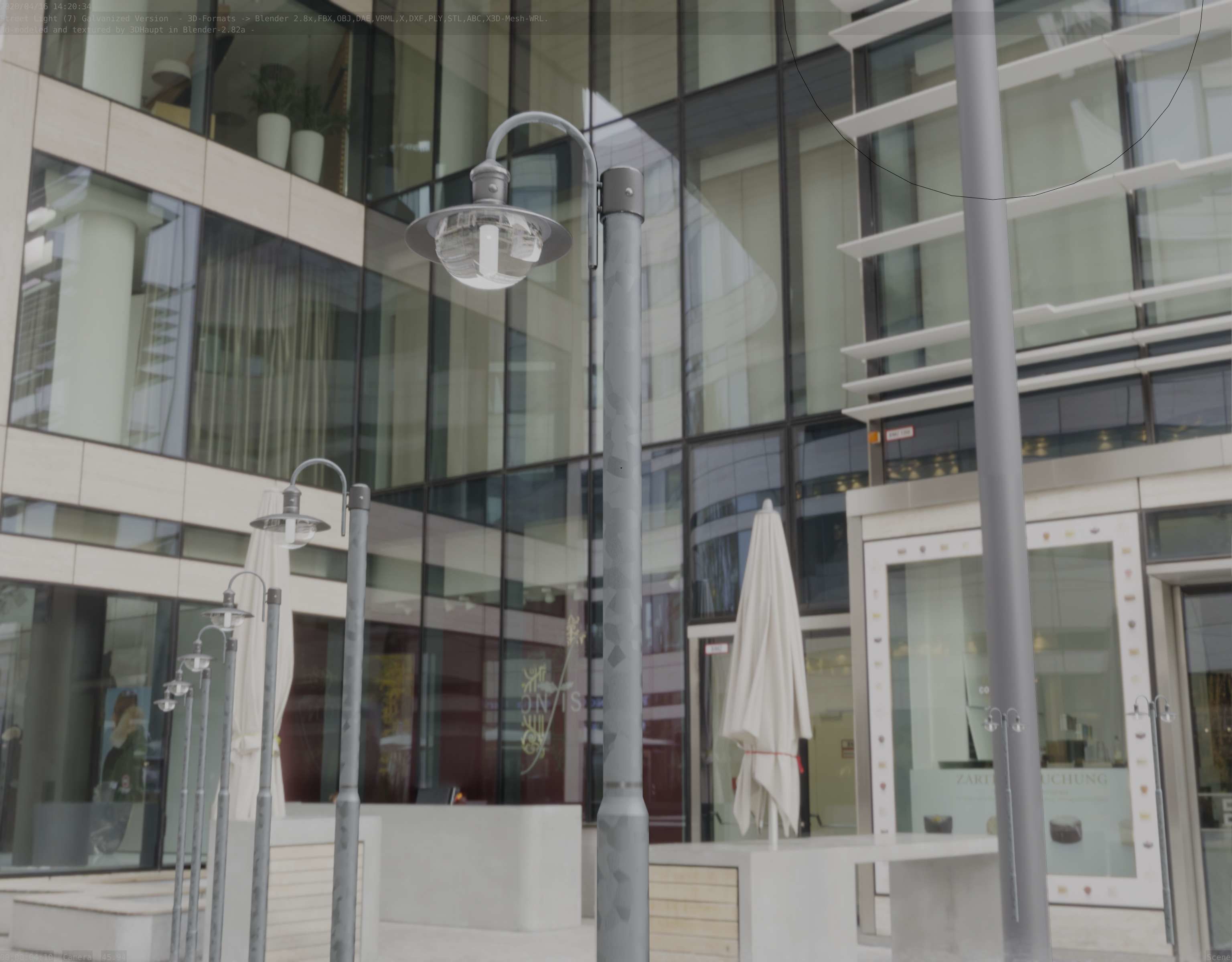 Street Light -7- Galvanized Version -1 Lamp-  Low-poly 3D model_35