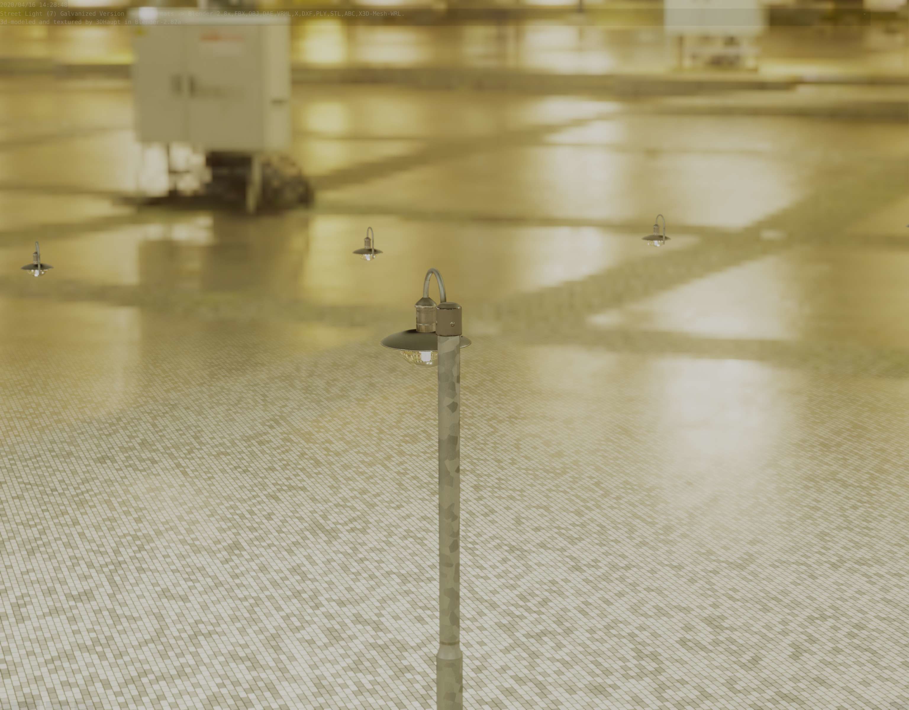 Street Light -7- Galvanized Version -1 Lamp-  Low-poly 3D model_80