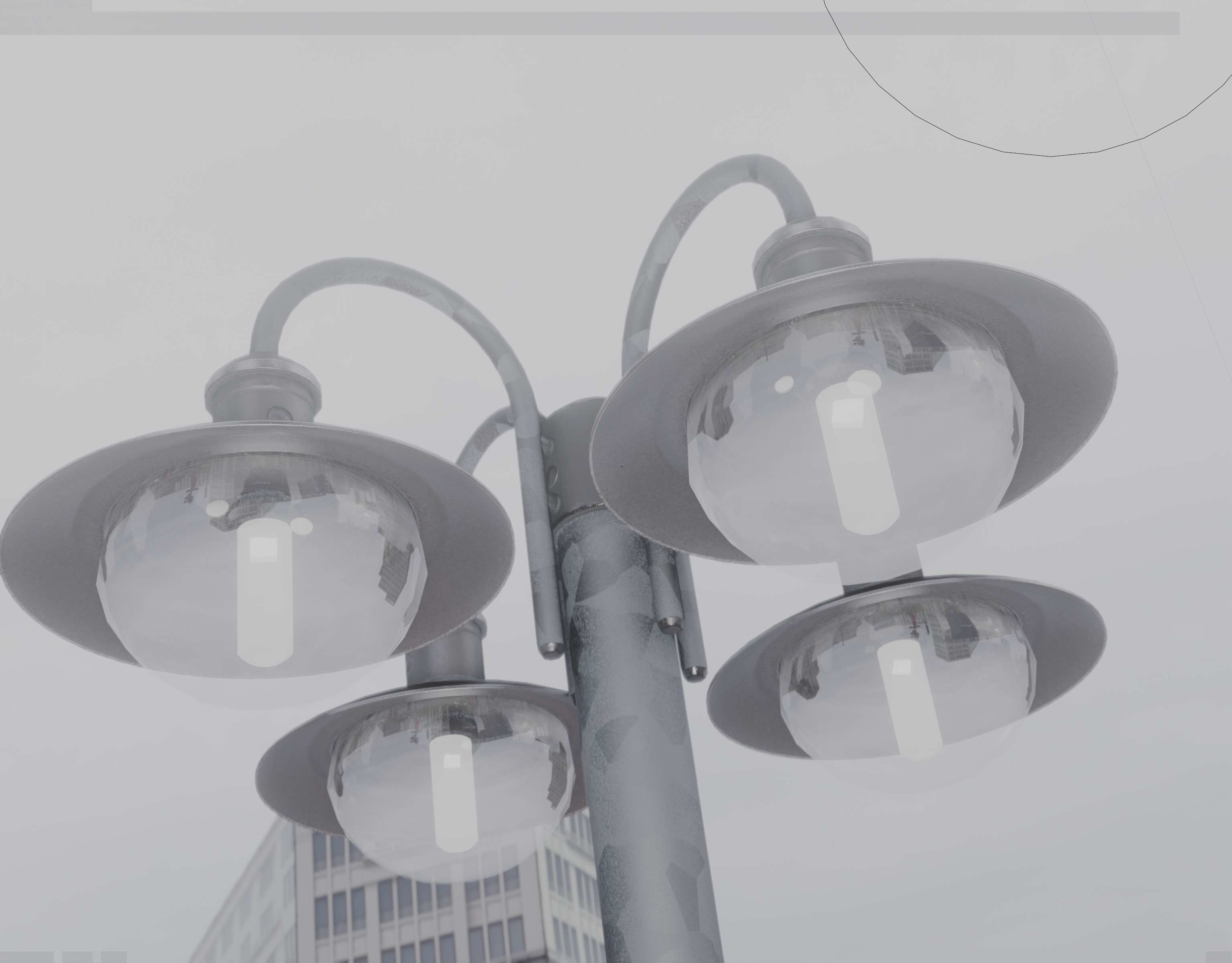 Street Light -7- Galvanized Version -4 Lamps- Low-poly 3D model_31
