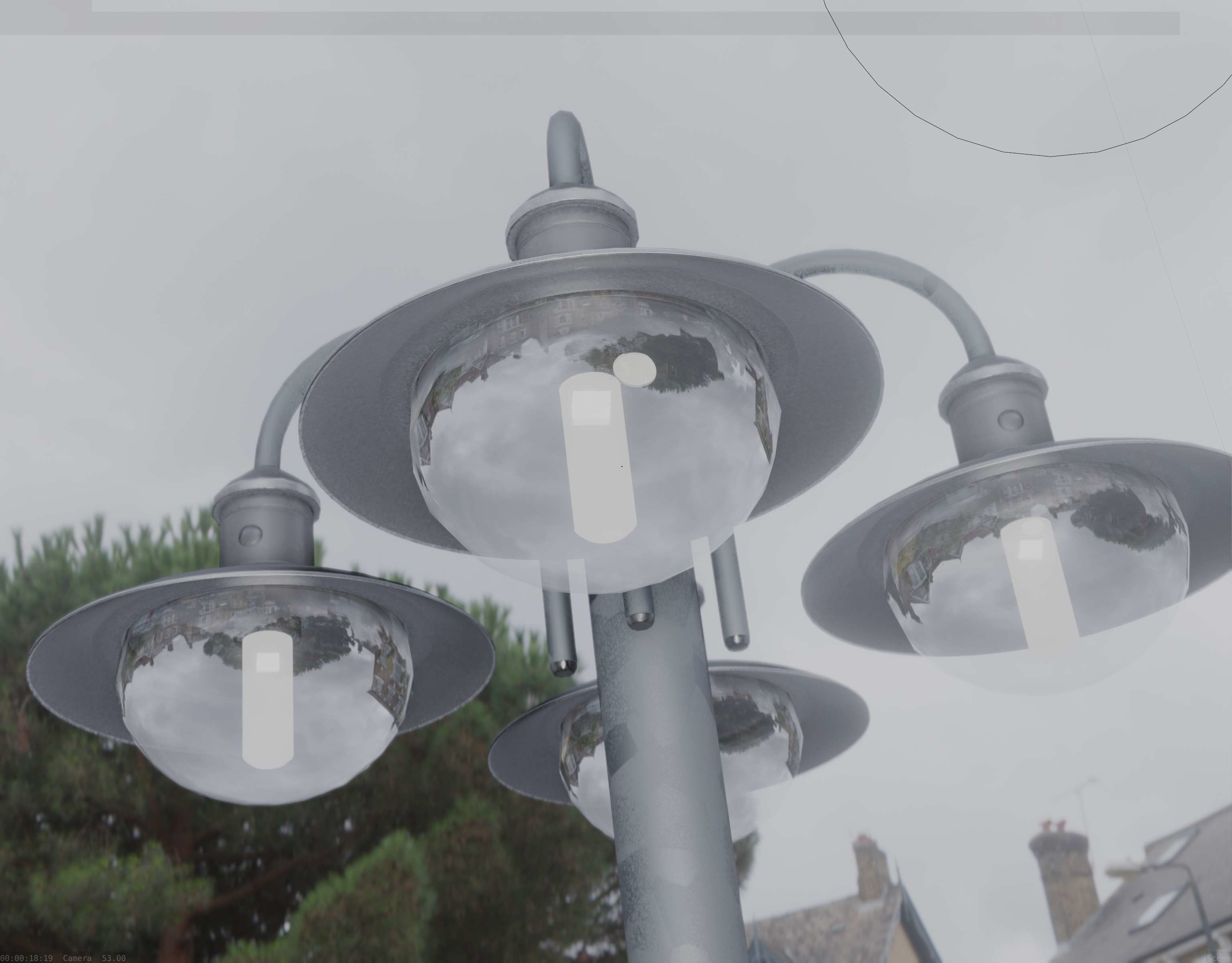 Street Light -7- Galvanized Version -4 Lamps- Low-poly 3D model_51
