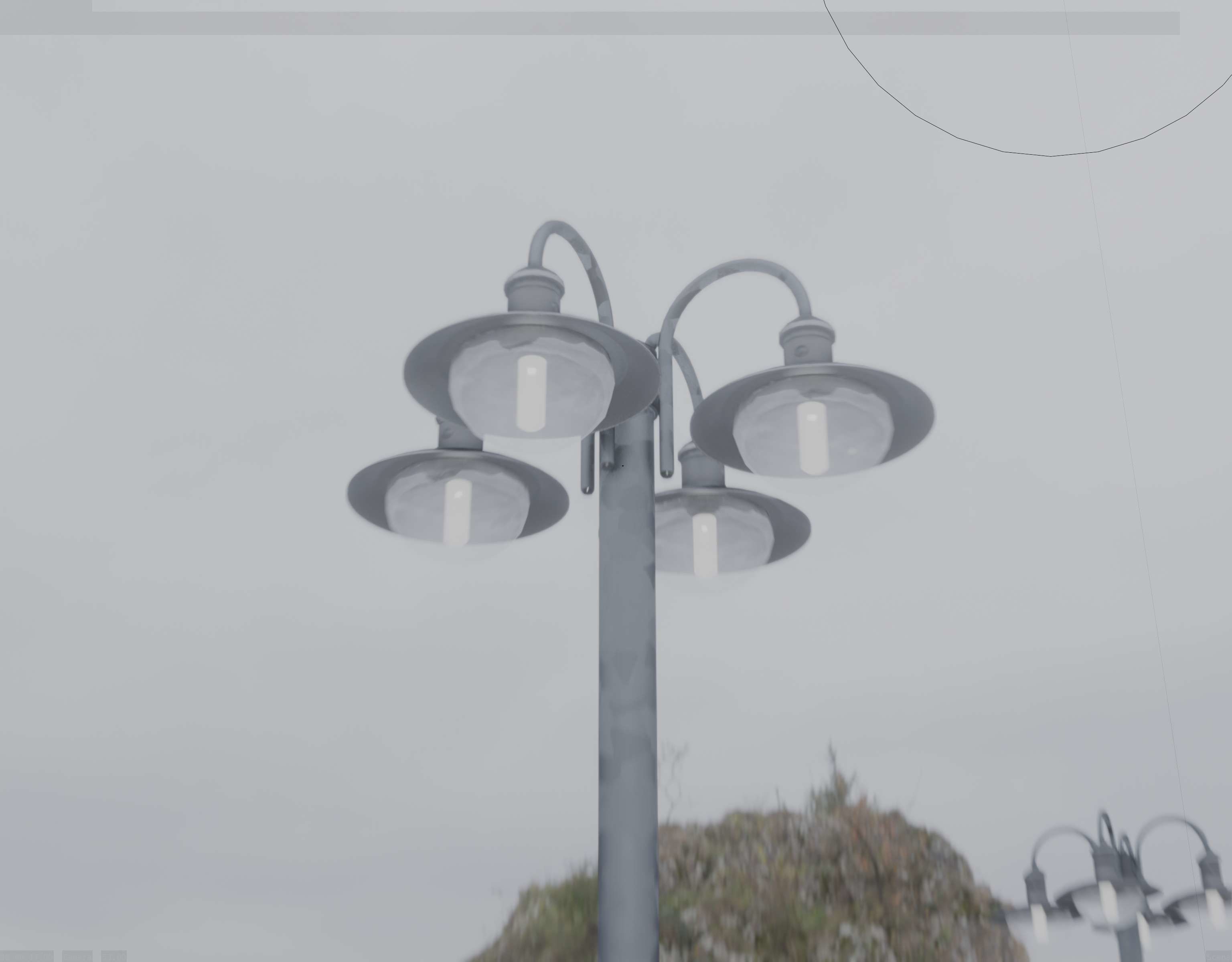 Street Light -7- Galvanized Version -4 Lamps- Low-poly 3D model_41
