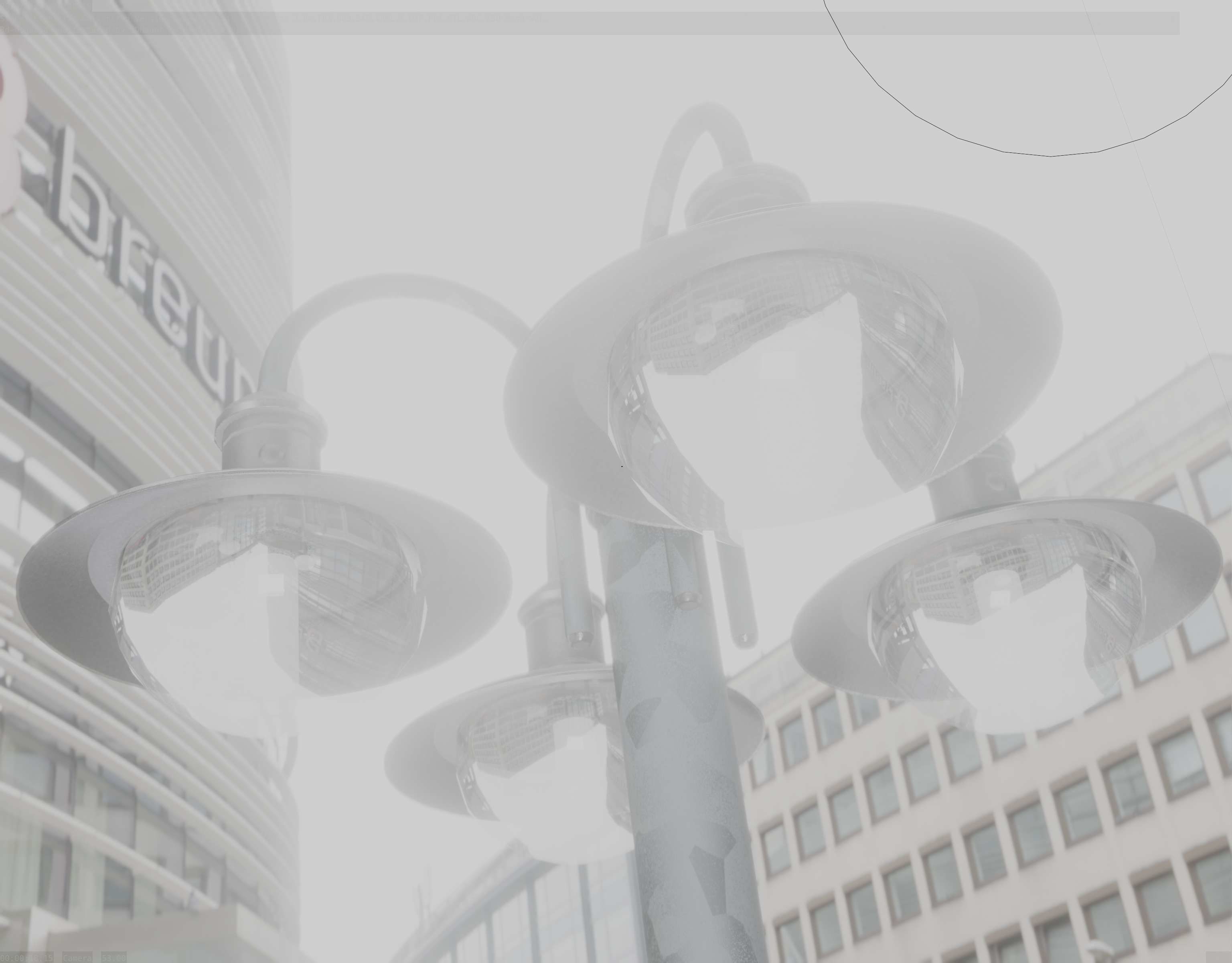 Street Light -7- Galvanized Version -4 Lamps- Low-poly 3D model_47