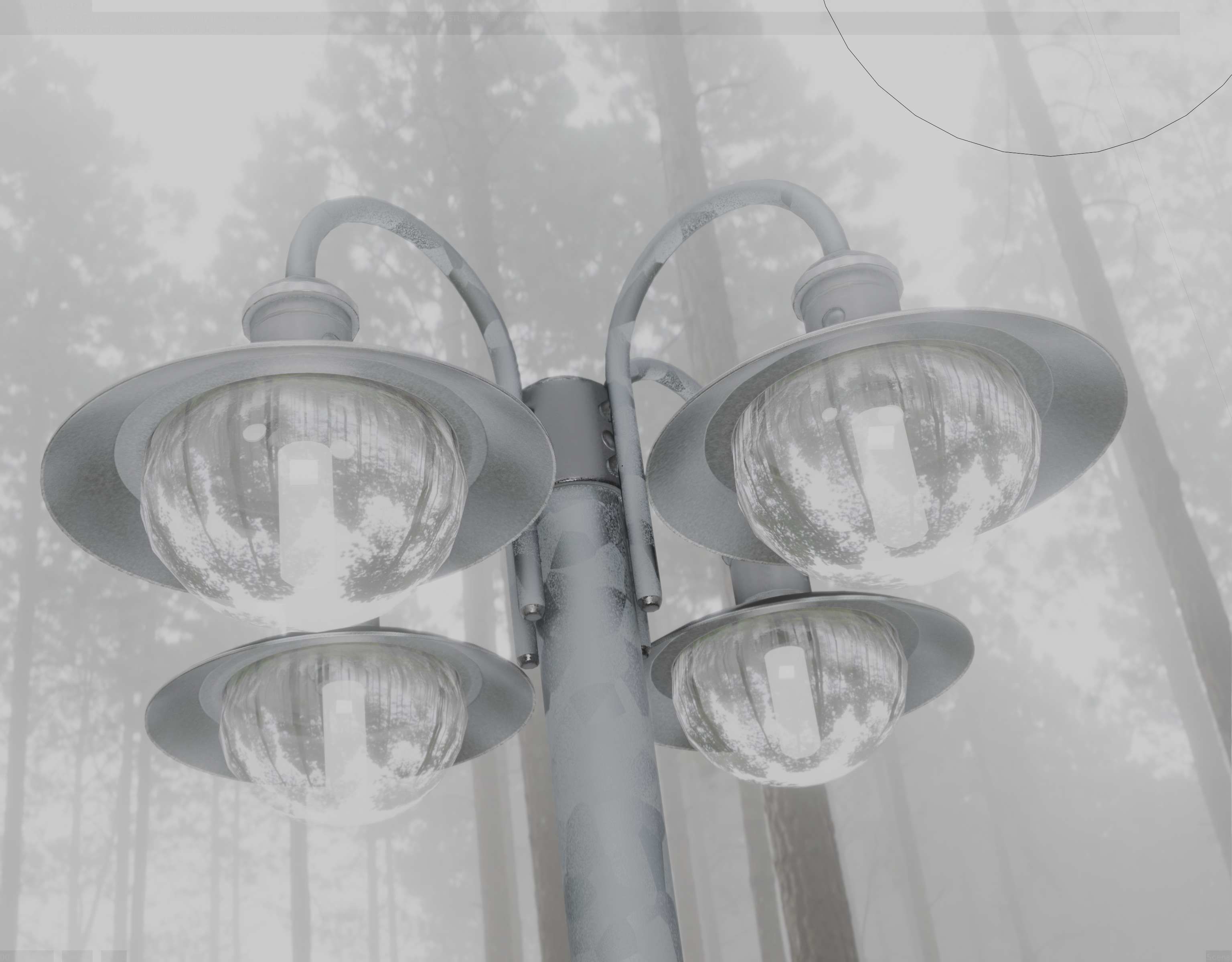 Street Light -7- Galvanized Version -4 Lamps- Low-poly 3D model_28