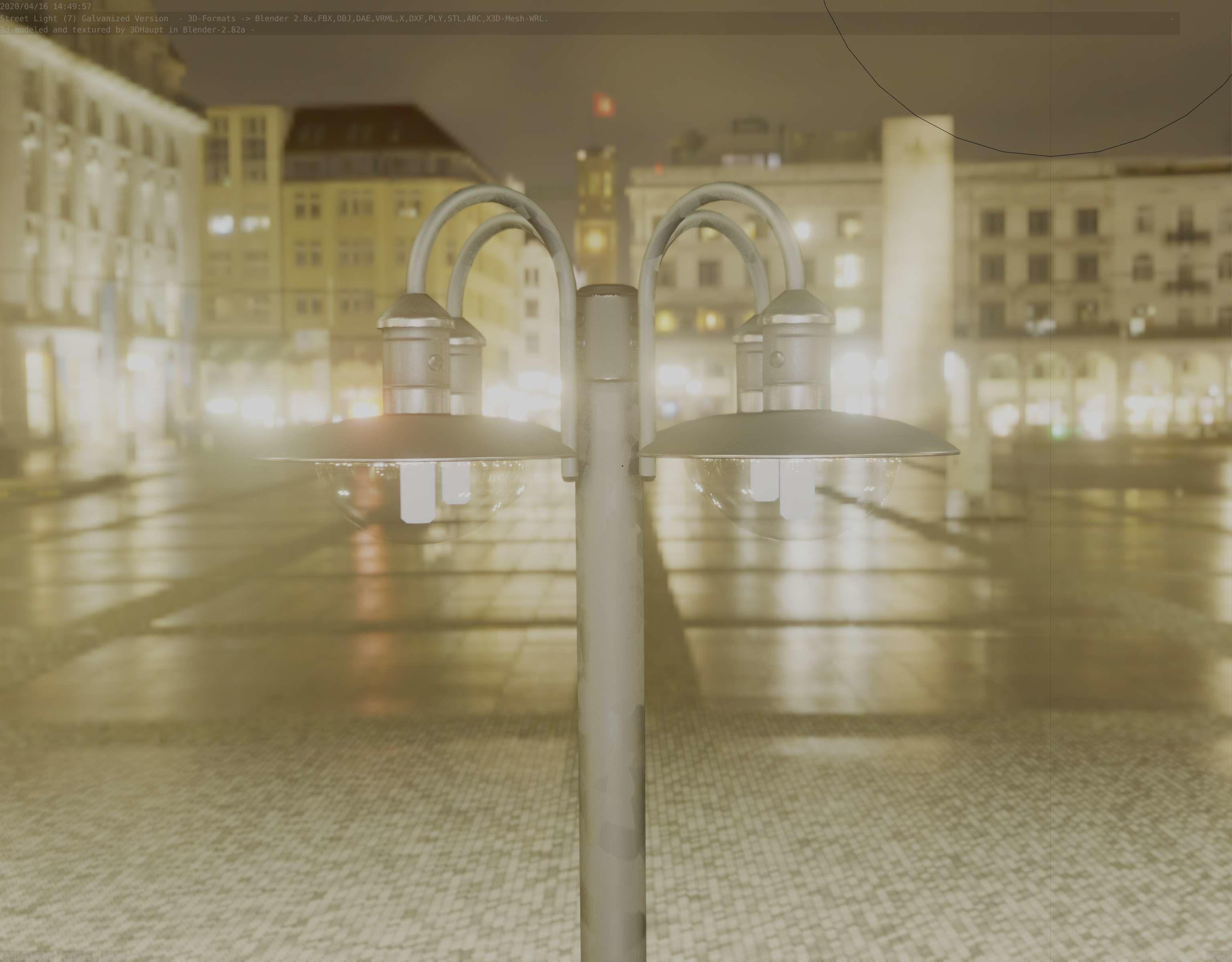 Street Light -7- Galvanized Version -4 Lamps- Low-poly 3D model_59