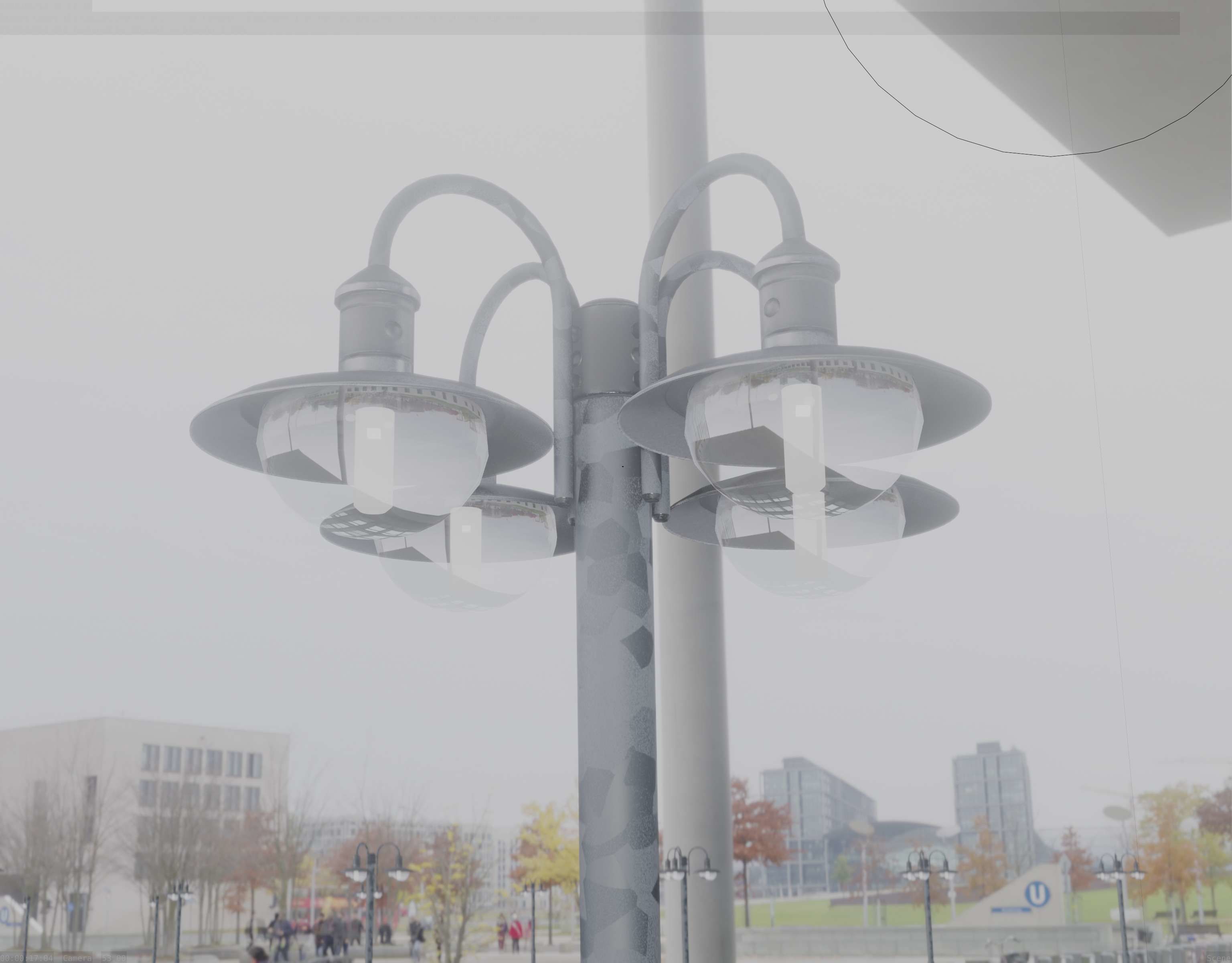 Street Light -7- Galvanized Version -4 Lamps- Low-poly 3D model_45