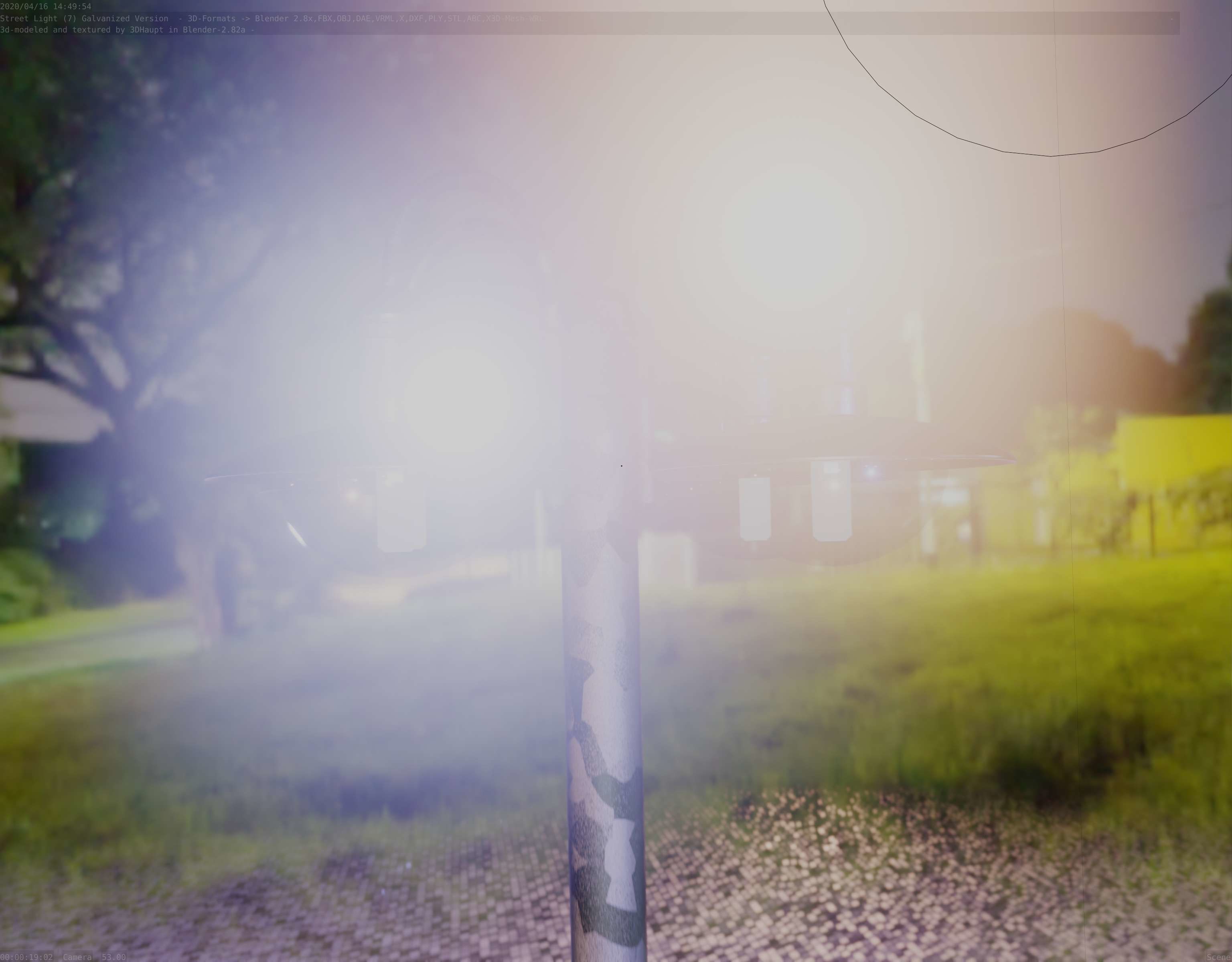 Street Light -7- Galvanized Version -4 Lamps- Low-poly 3D model_58