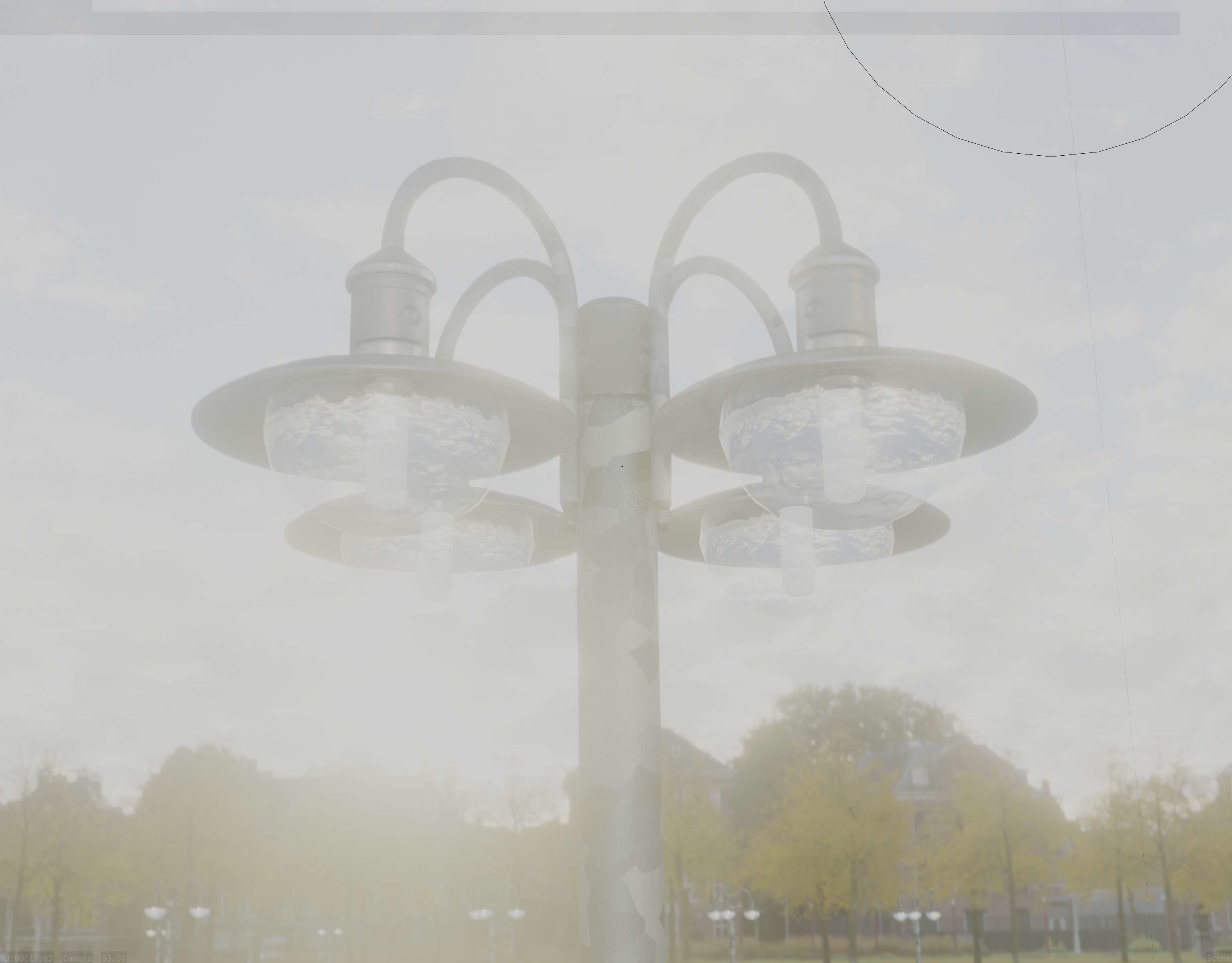 Street Light -7- Galvanized Version -4 Lamps- Low-poly 3D model_44