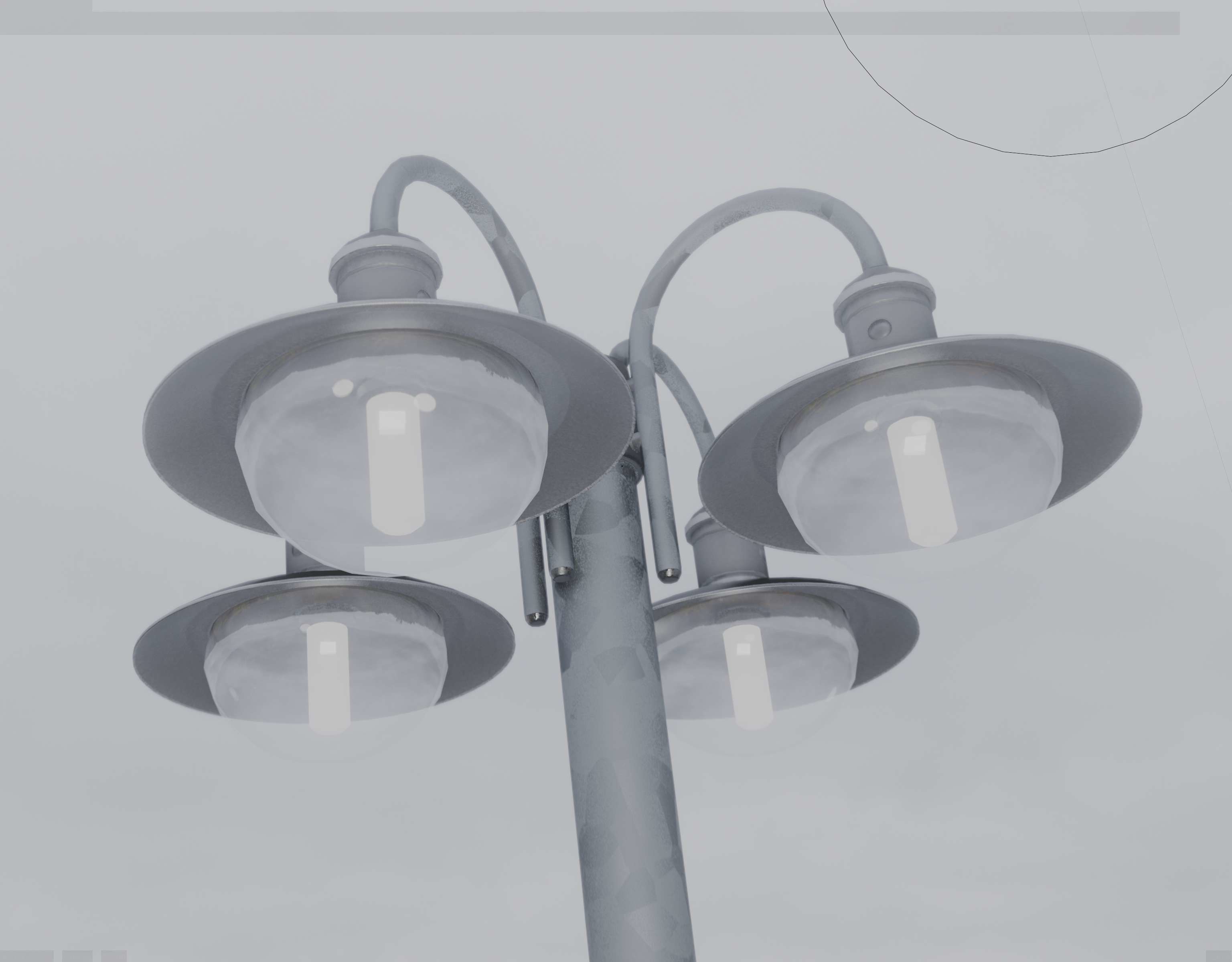 Street Light -7- Galvanized Version -4 Lamps- Low-poly 3D model_26