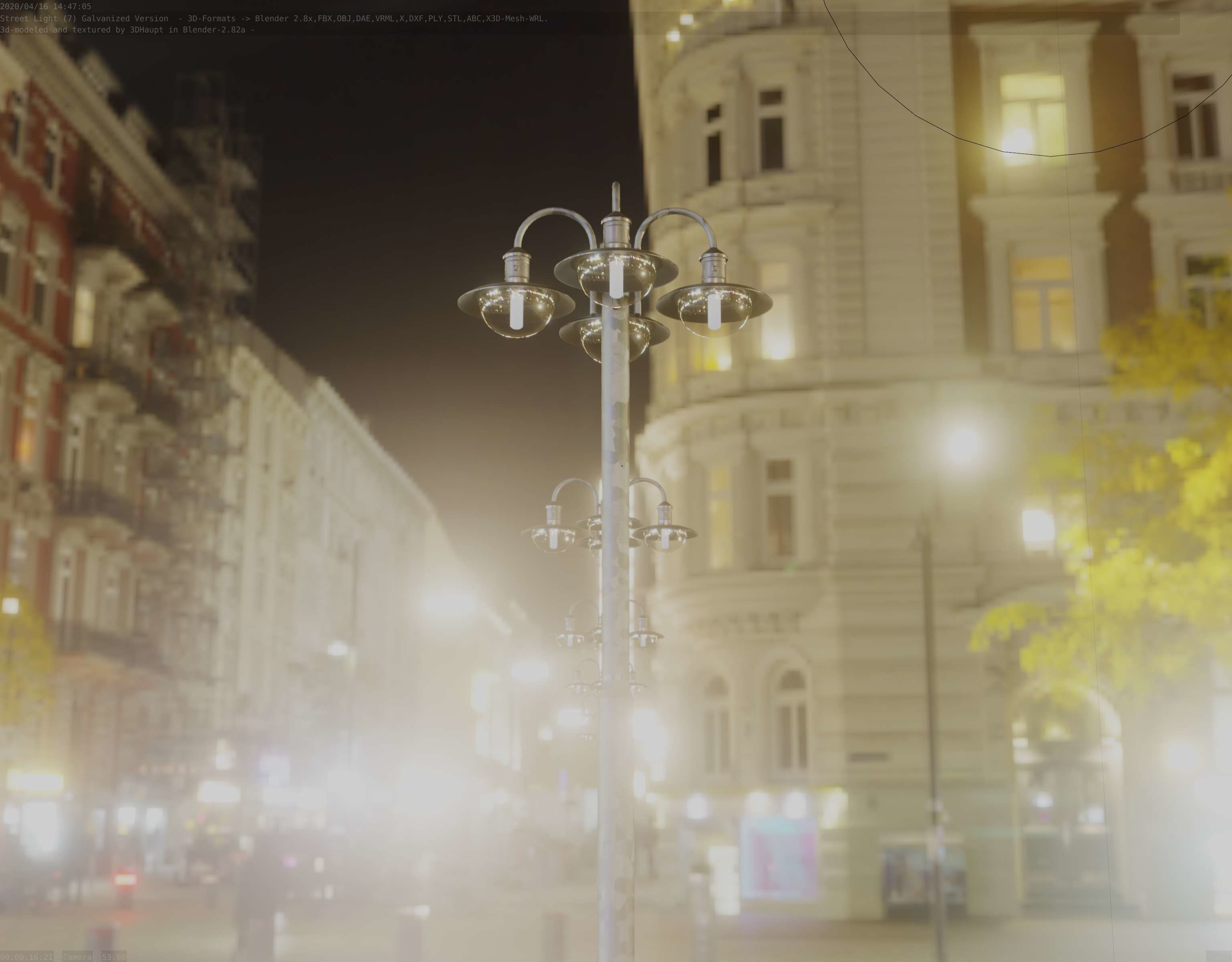 Street Light -7- Galvanized Version -4 Lamps- Low-poly 3D model_38